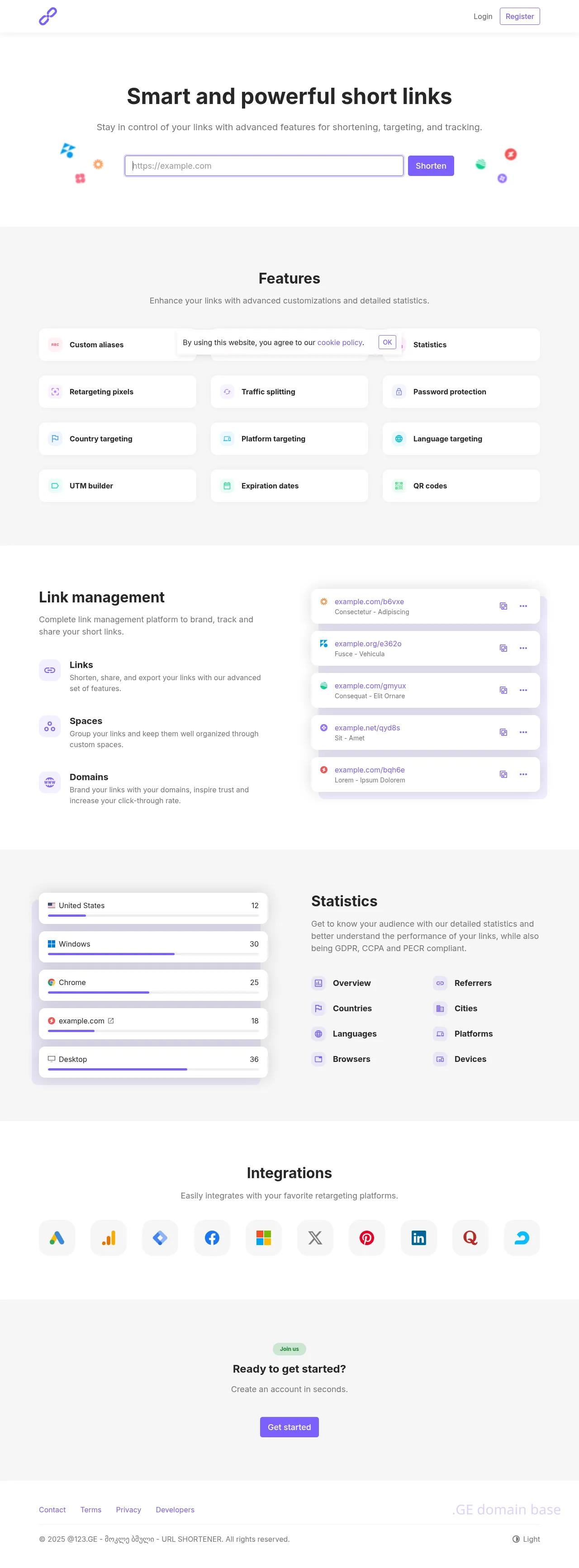Screenshot of the site 123.ge