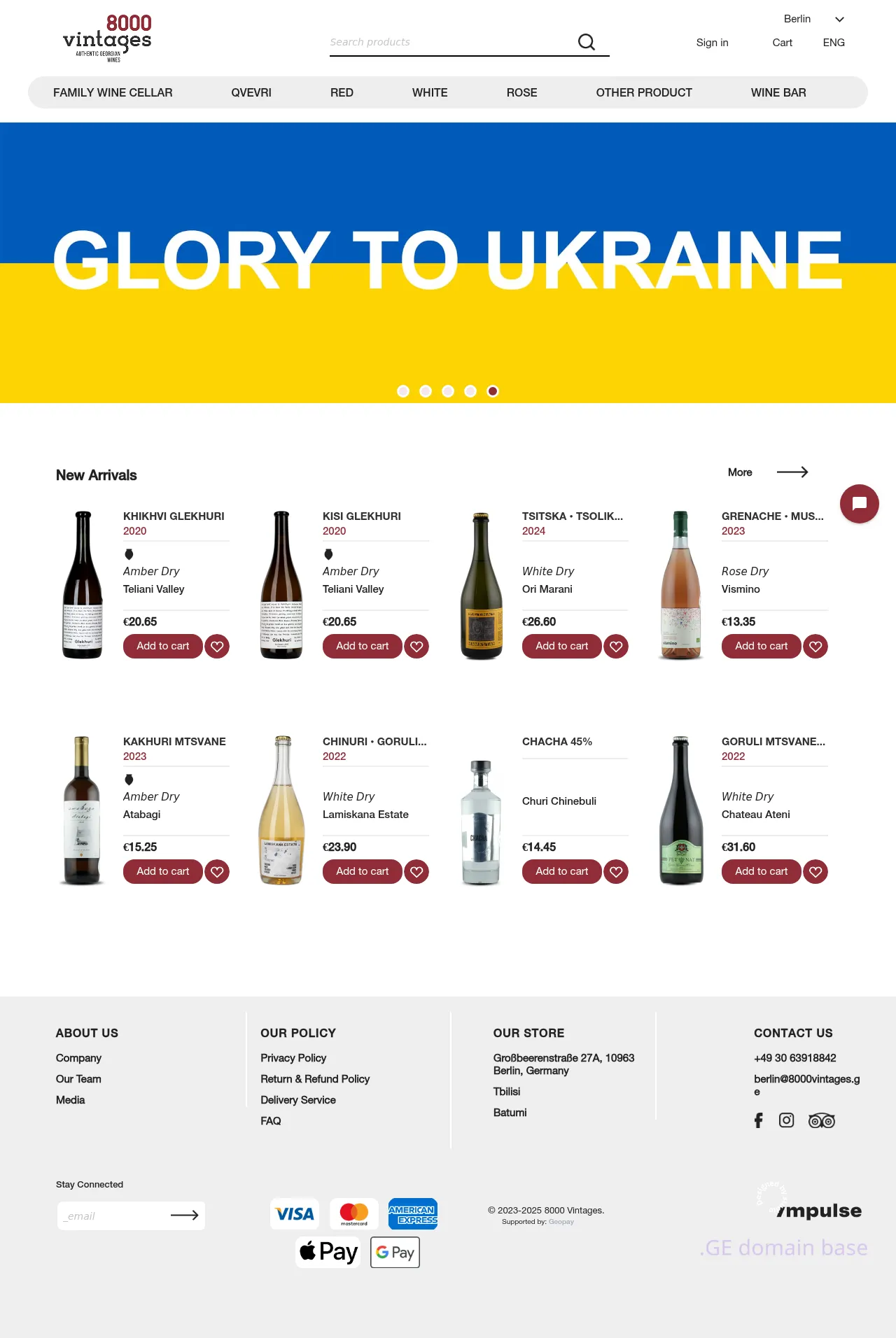Screenshot of the site 8000vintages.ge