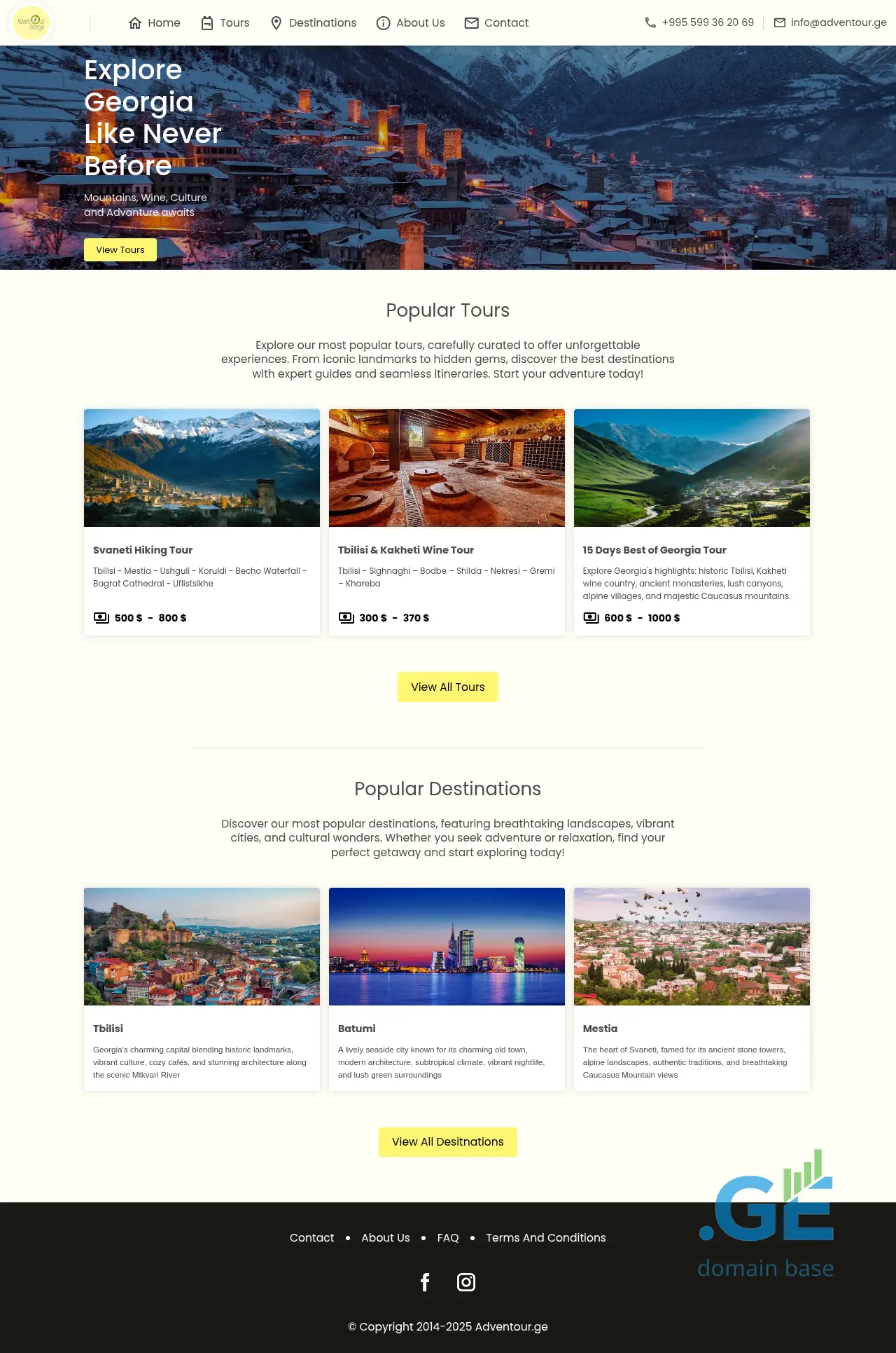Screenshot of the site adventour.ge