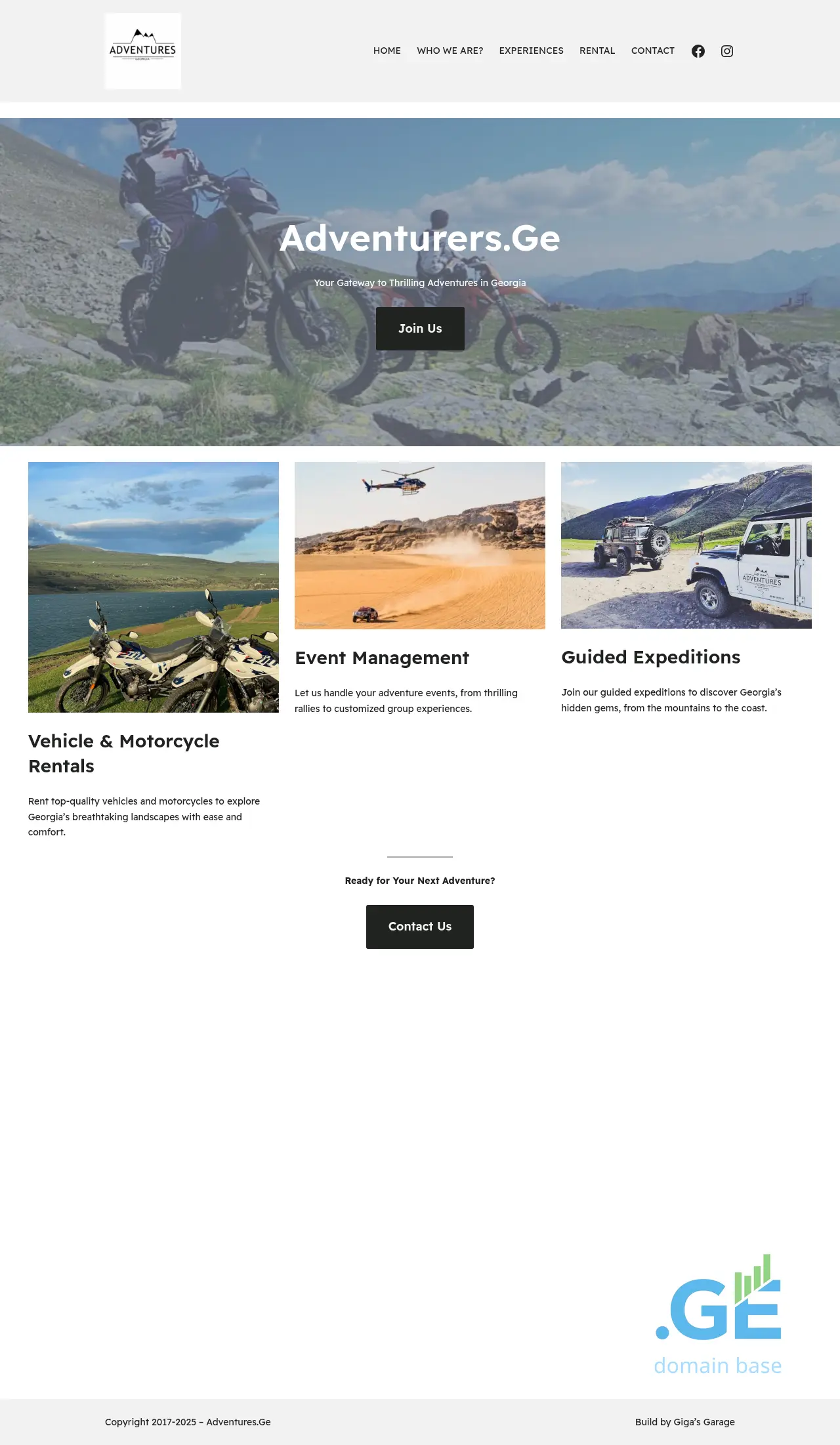 Screenshot of the site adventures.ge