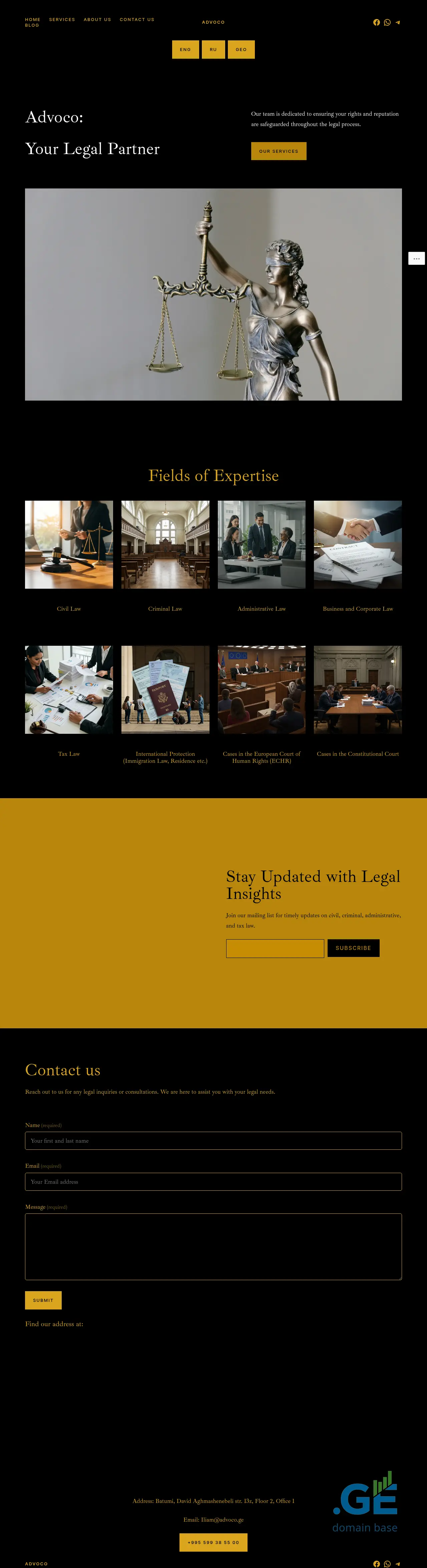 Screenshot of the site advoco.ge