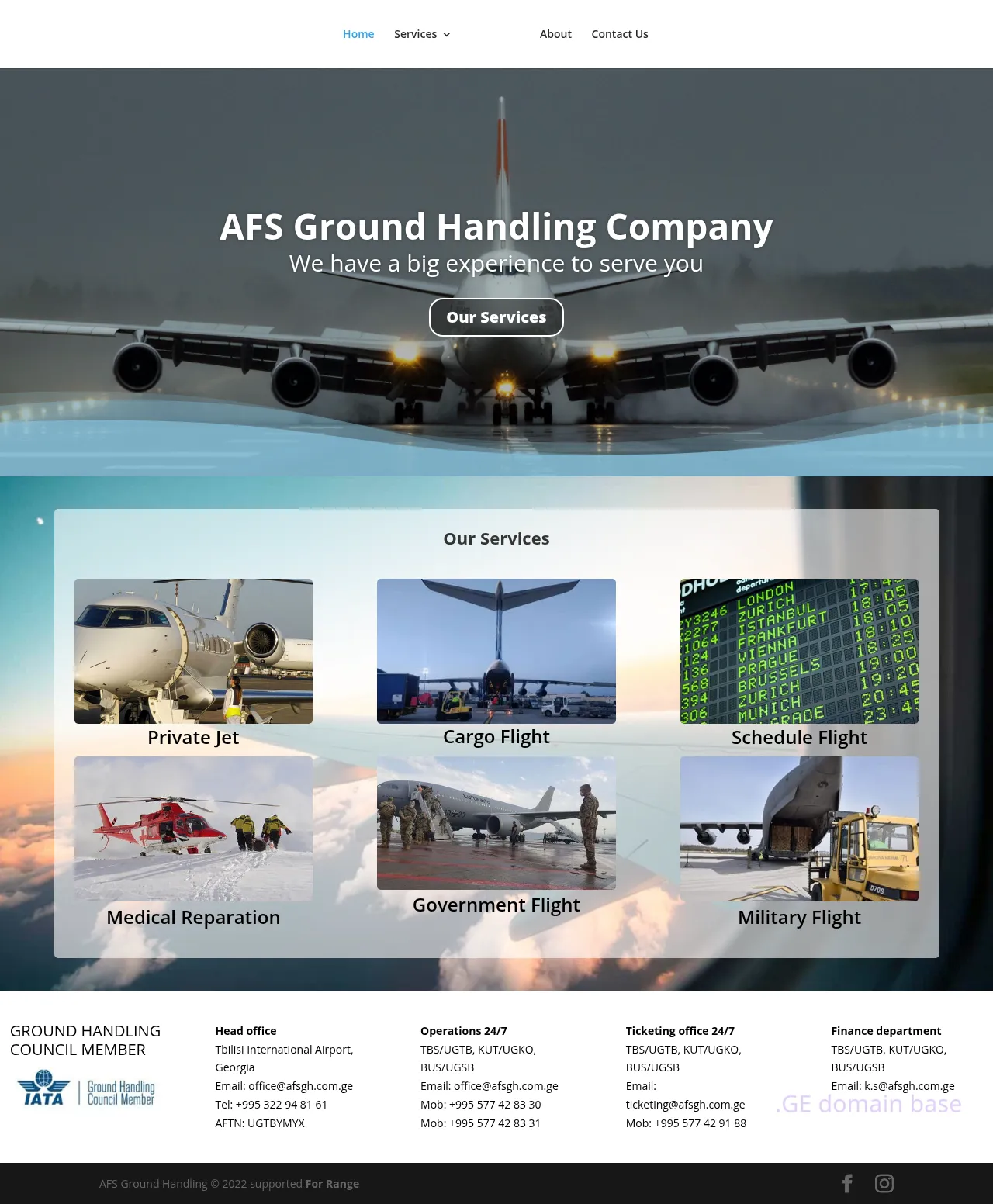 Screenshot of the site afsgh.com.ge
