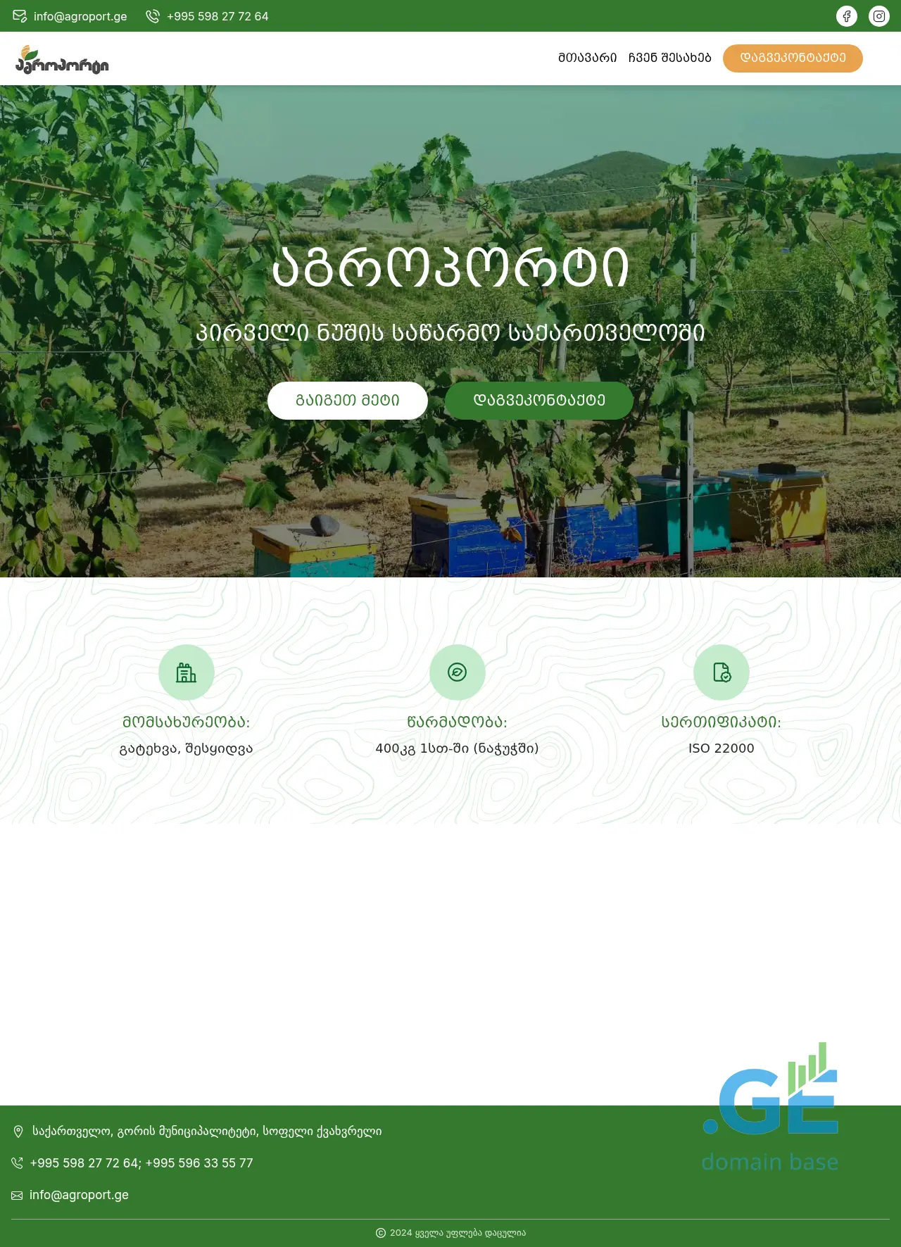 Screenshot of the site agroport.ge
