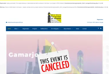 Screenshot of aimsworldcongress2020.ge