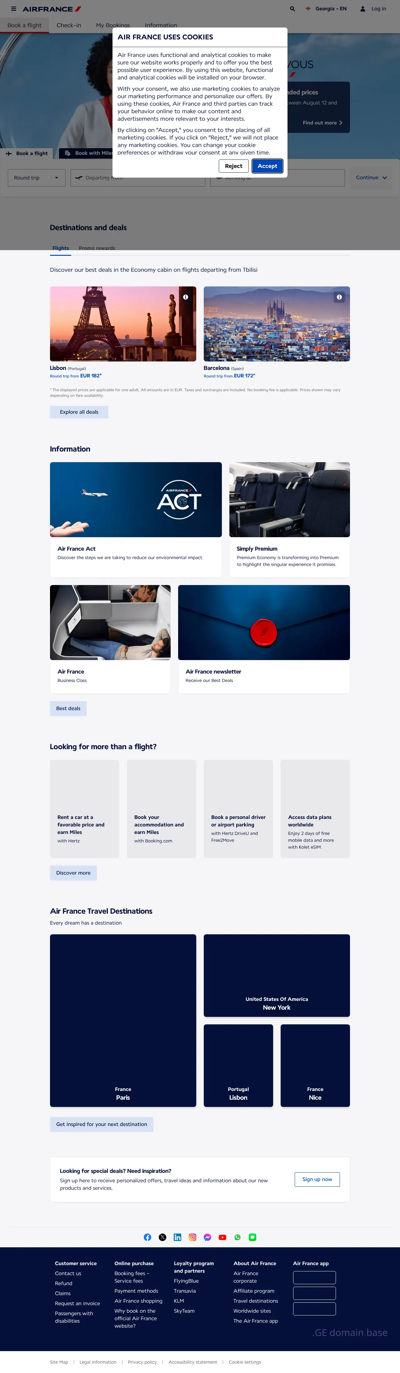 Screenshot of the site airfrance.ge