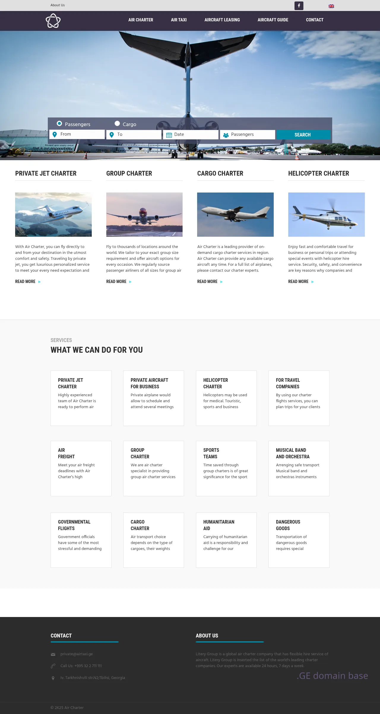 Screenshot of the site airtaxi.ge