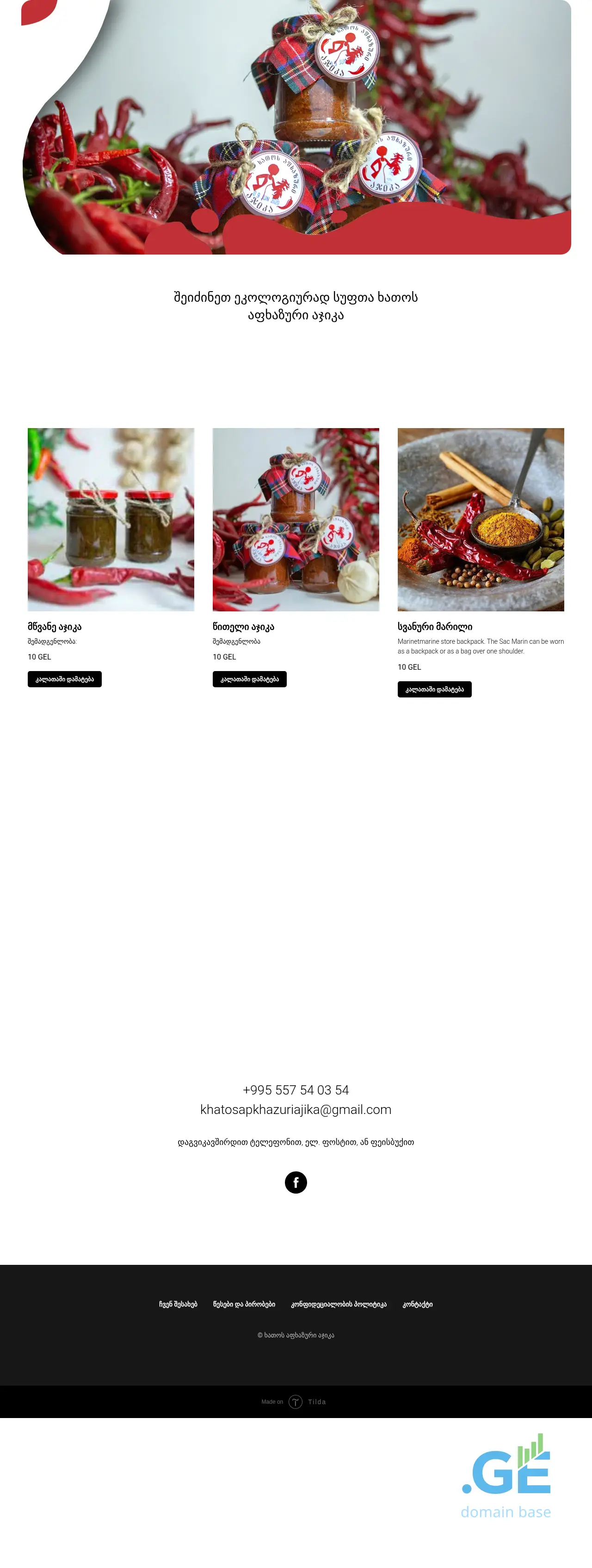 Screenshot of the site ajika.ge
