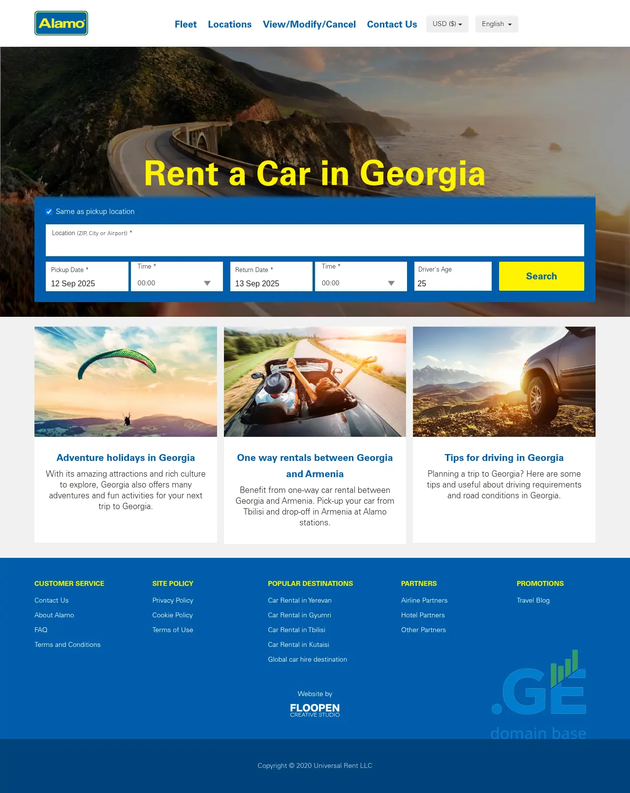 Screenshot of the site alamo.ge