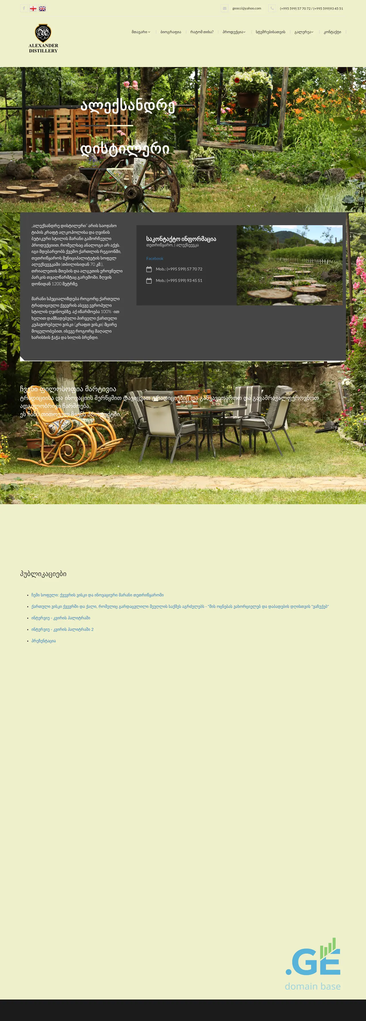 Screenshot of the site alexander.com.ge