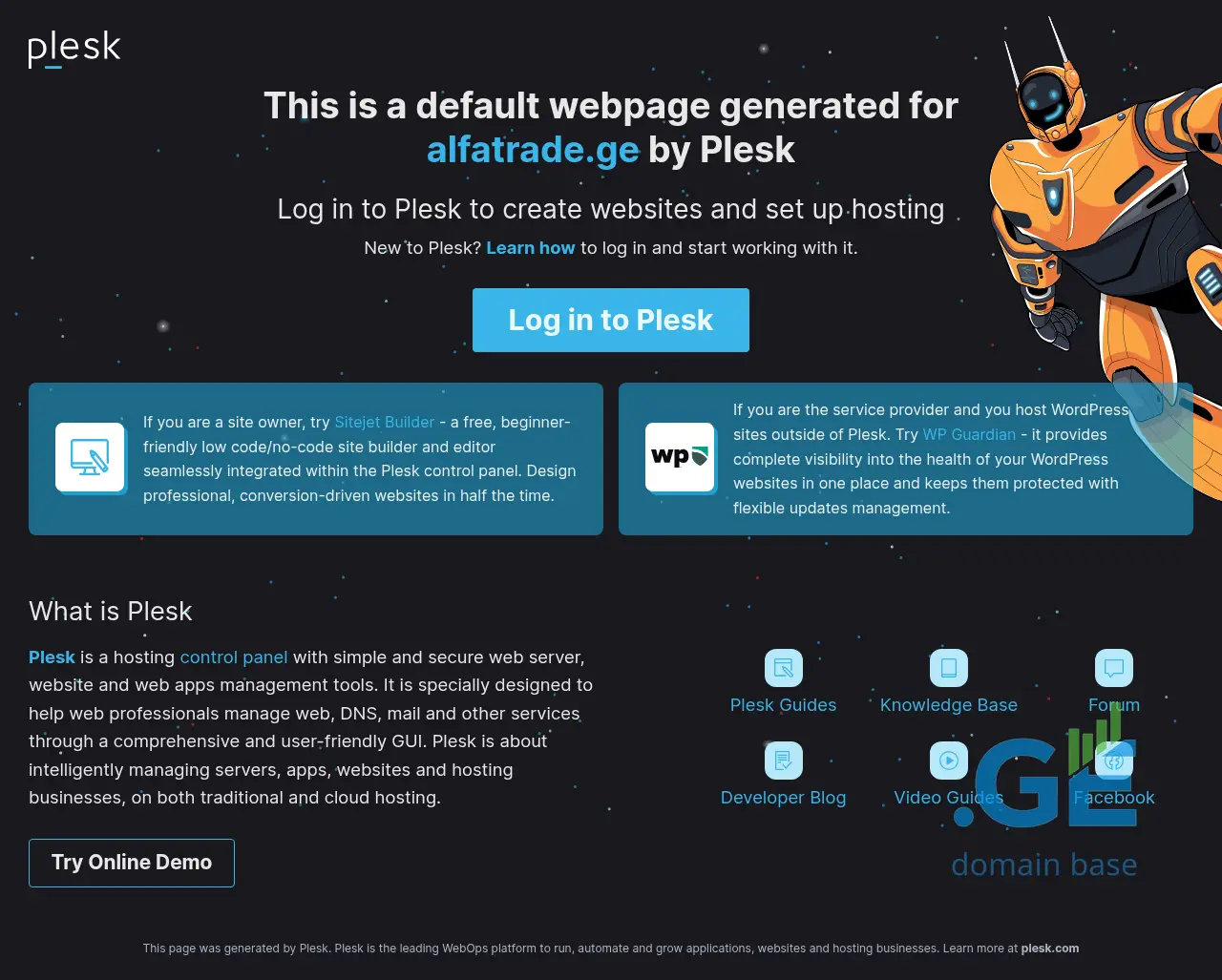 Screenshot of the site alfatrade.ge