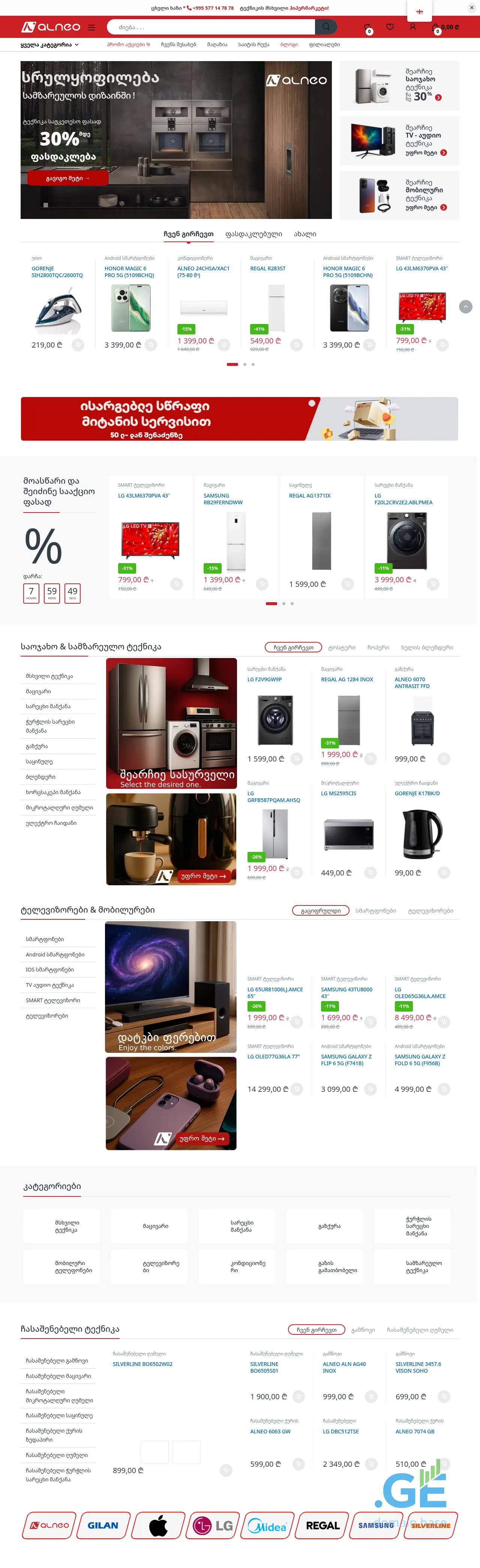 Screenshot of the site alneo.ge
