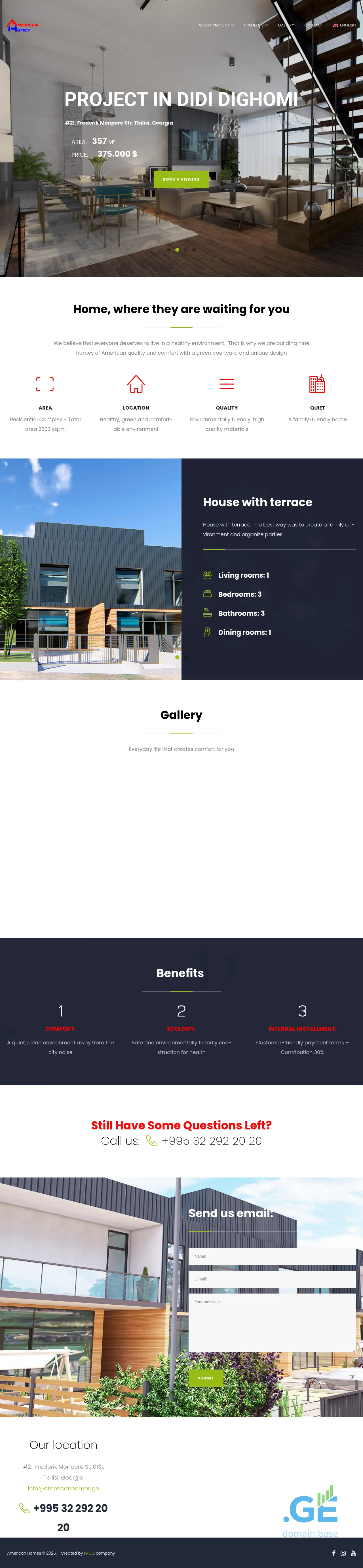 Screenshot of the site americanhomes.ge