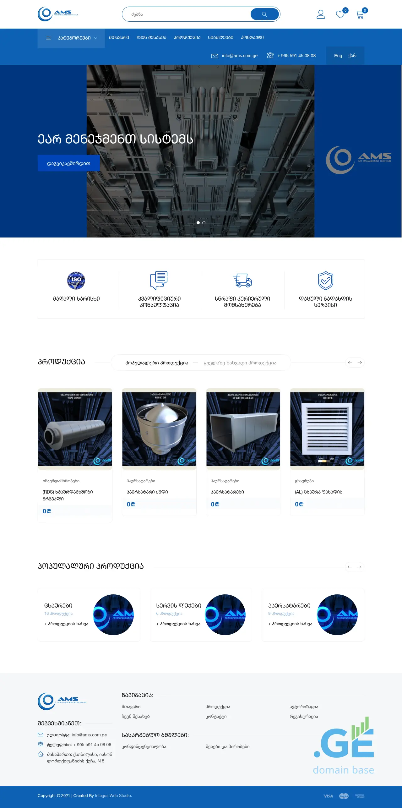 Screenshot of the site ams.com.ge