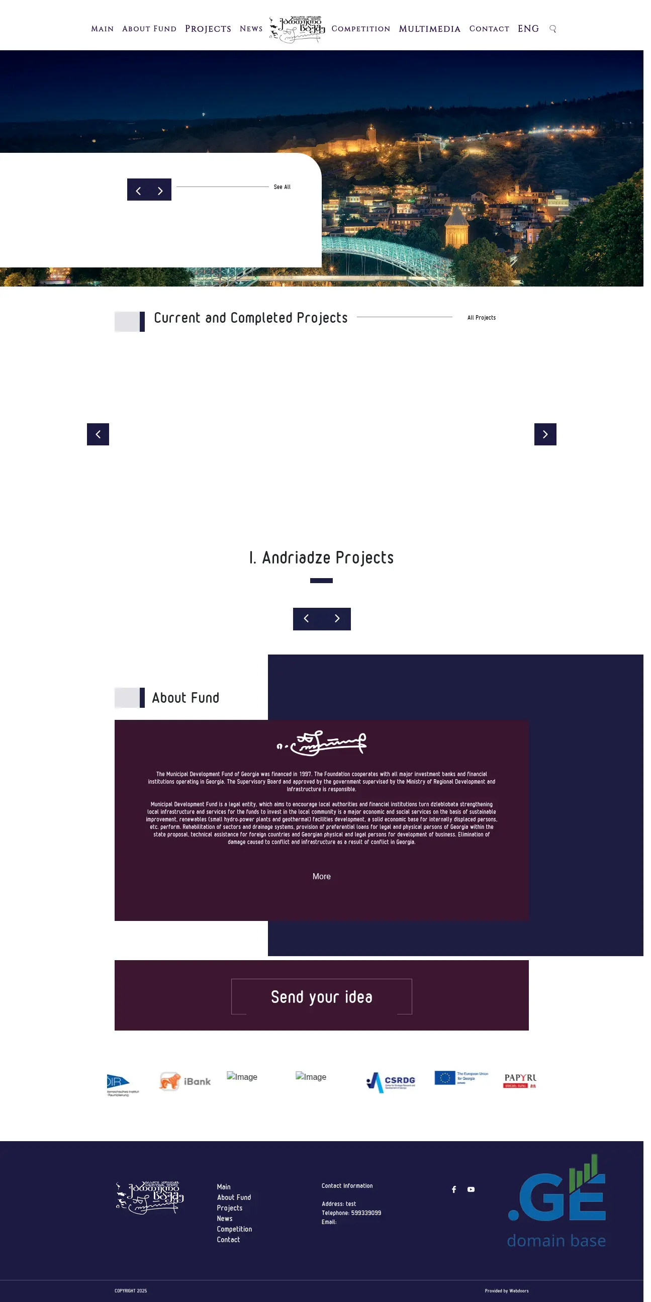 Screenshot of the site andriadzefoundation.ge