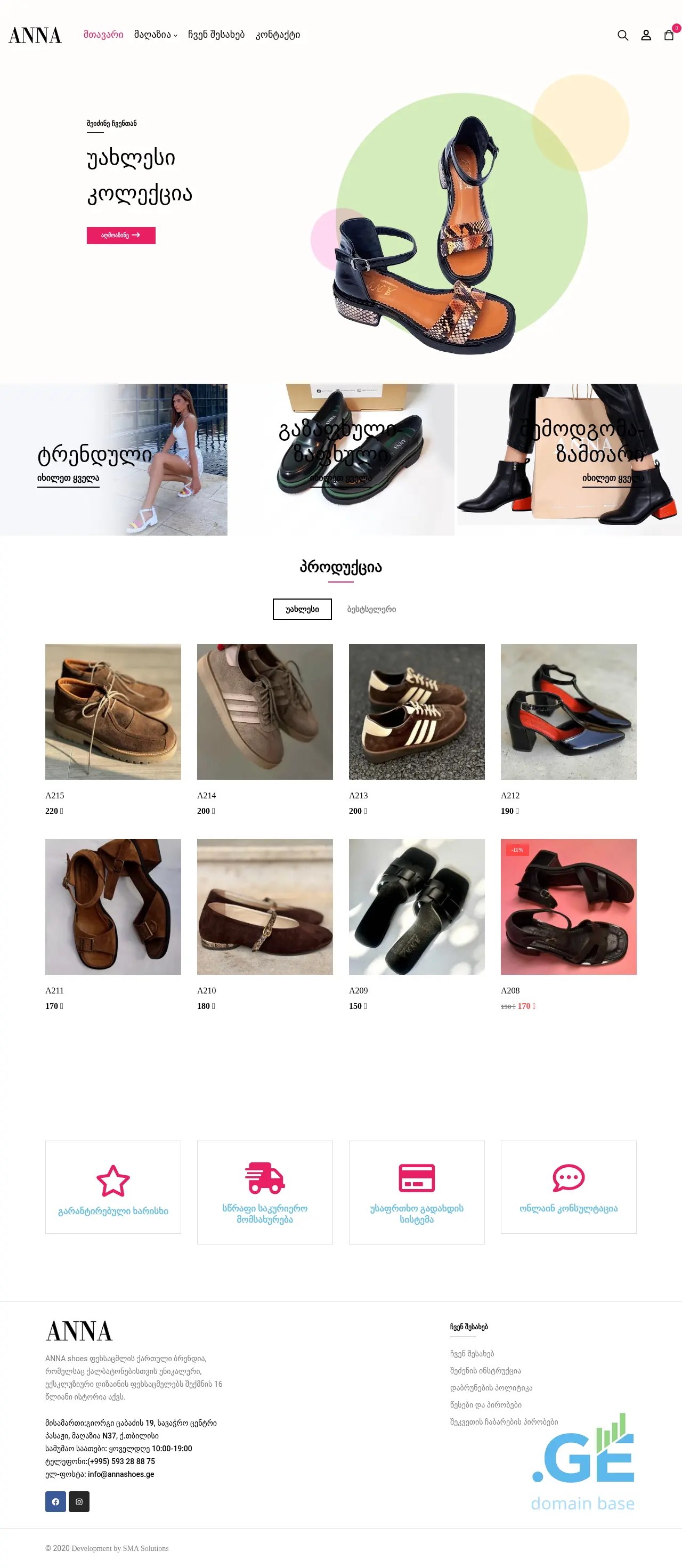 Screenshot of the site annashoes.ge