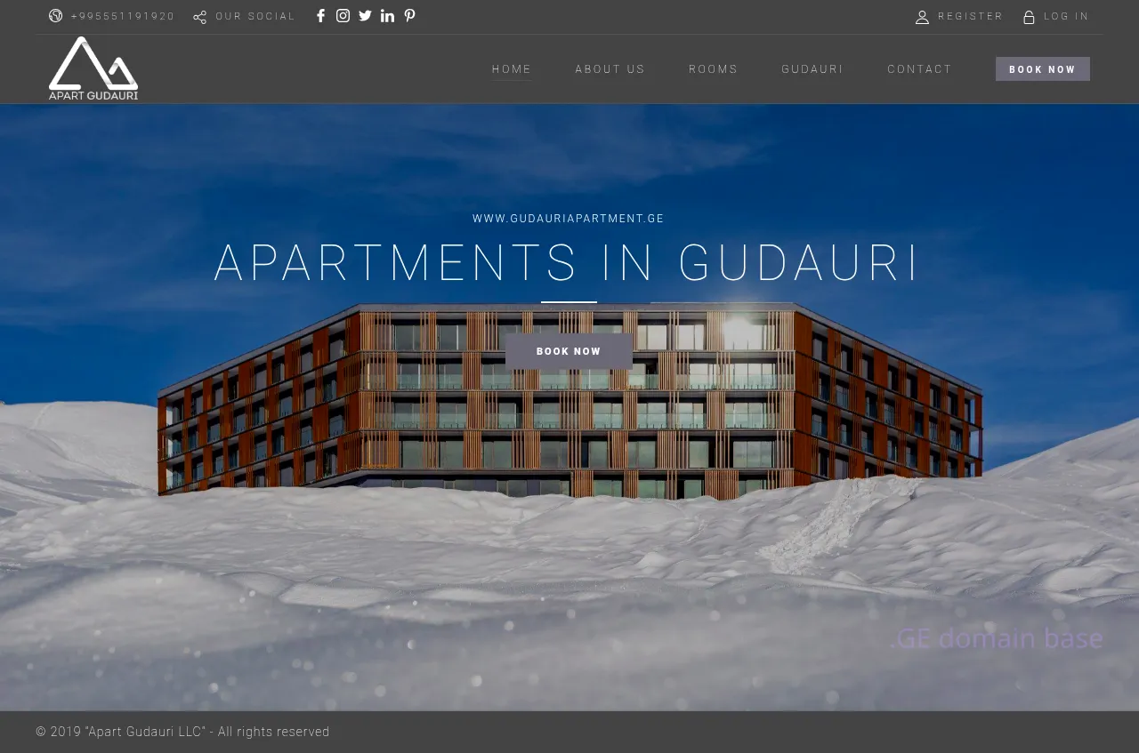 Screenshot of the site apartgudauri.ge