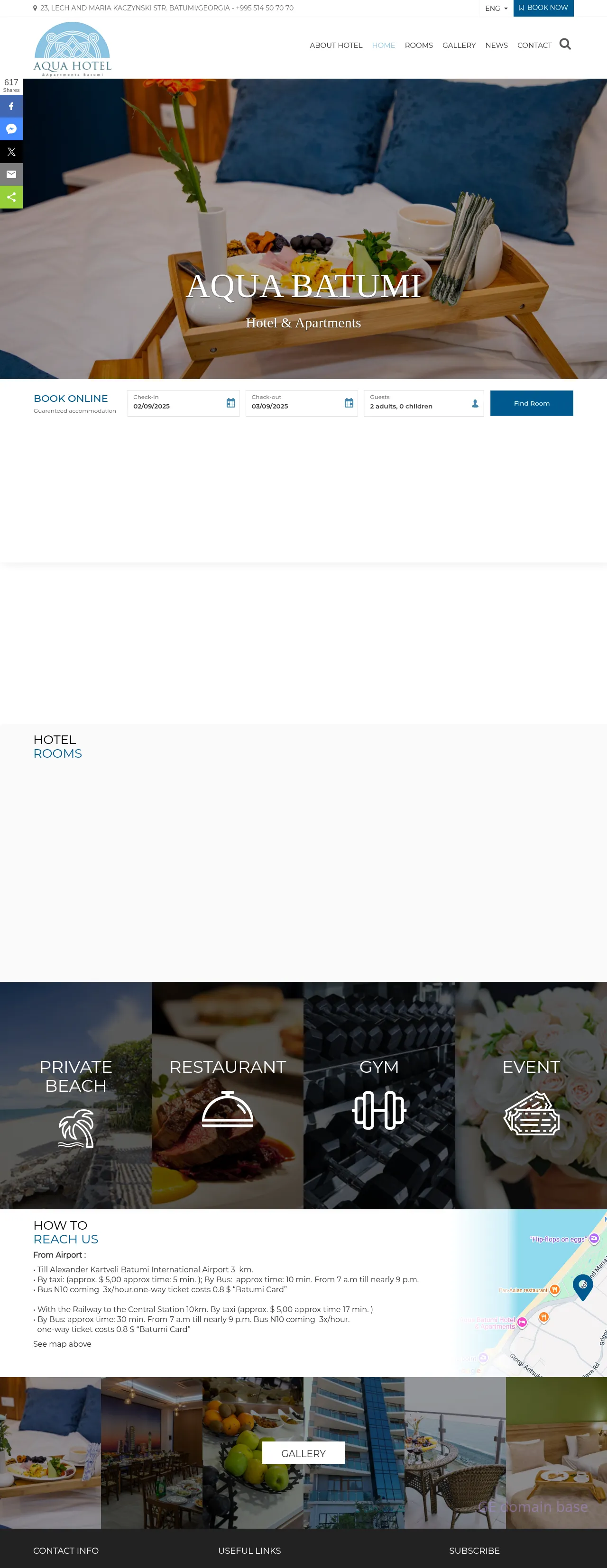 Screenshot of the site aquahotel.ge
