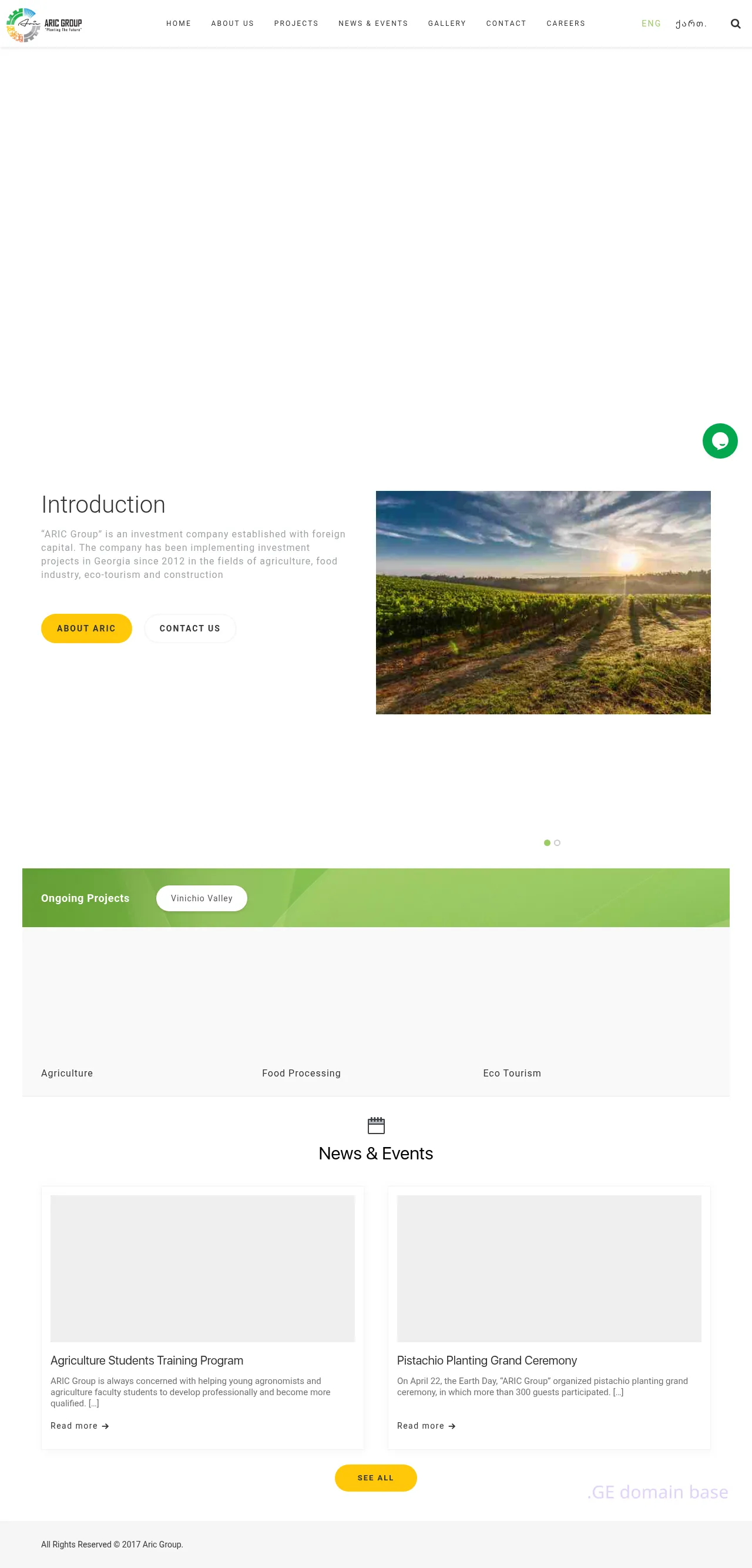 Screenshot of the site aric.ge