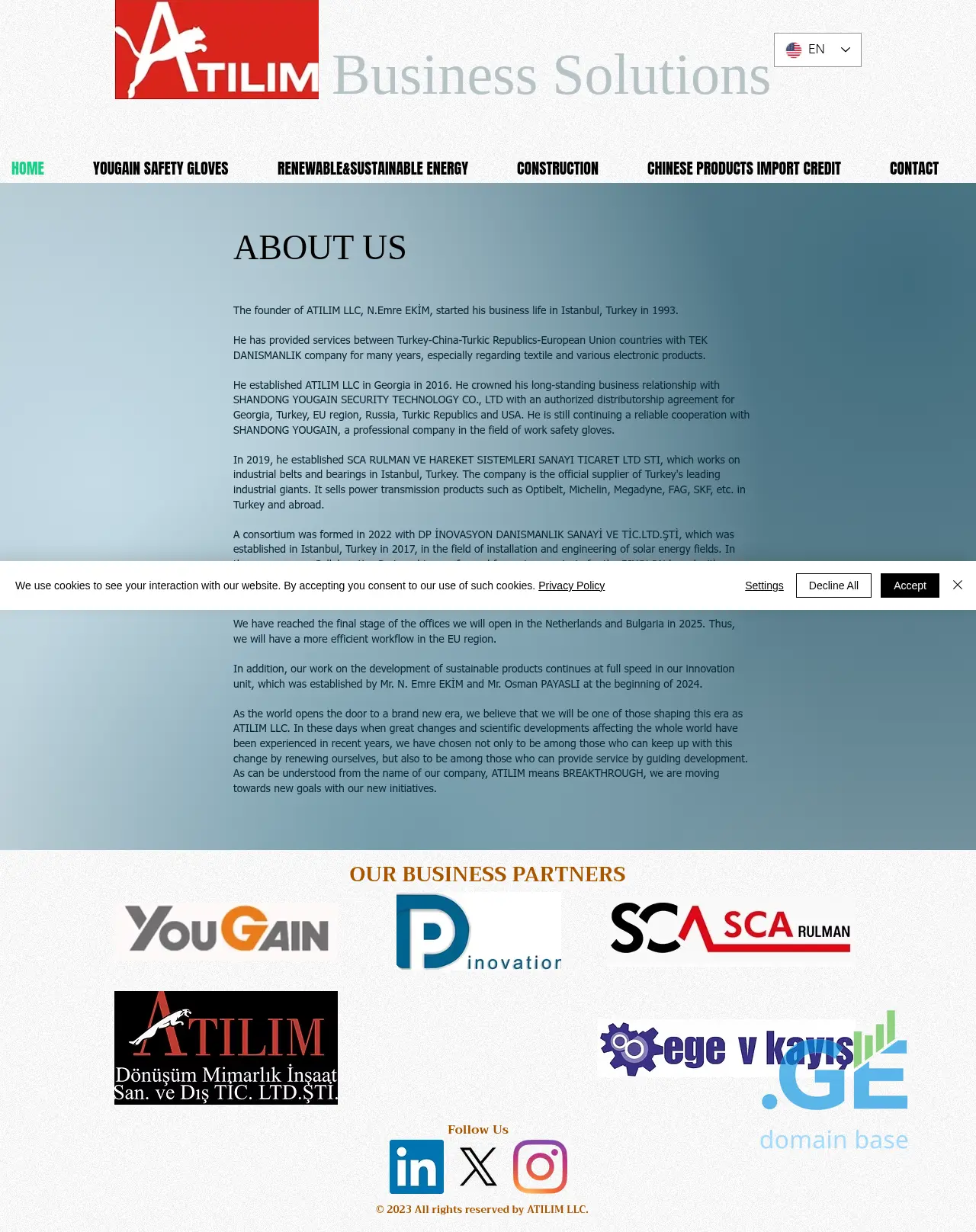 Screenshot of the site atilim.ge