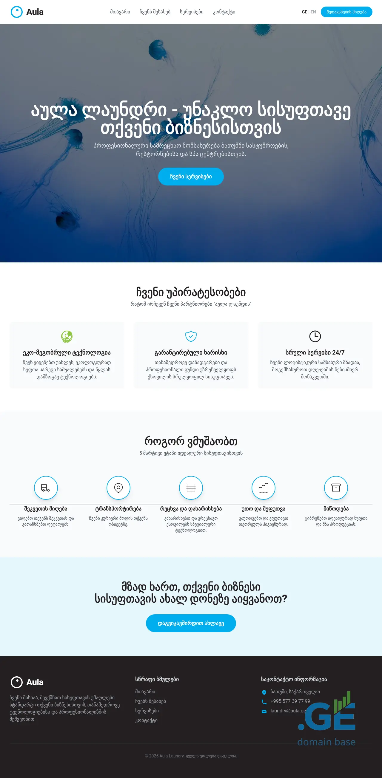 Screenshot of the site aula.ge