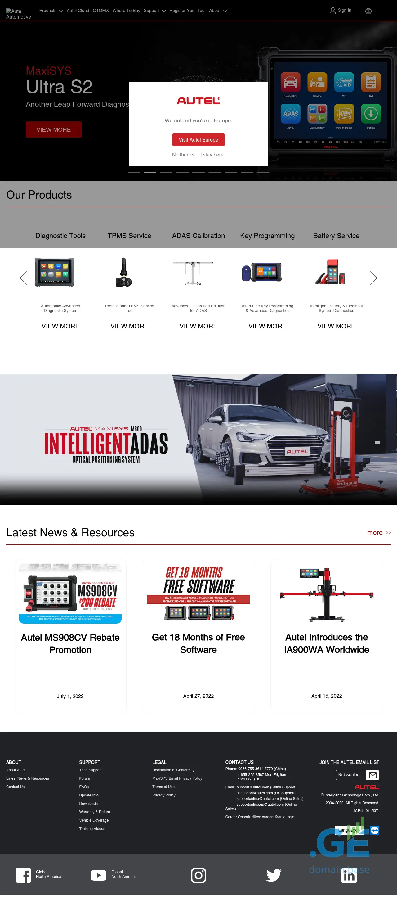 Screenshot of the site autel.ge