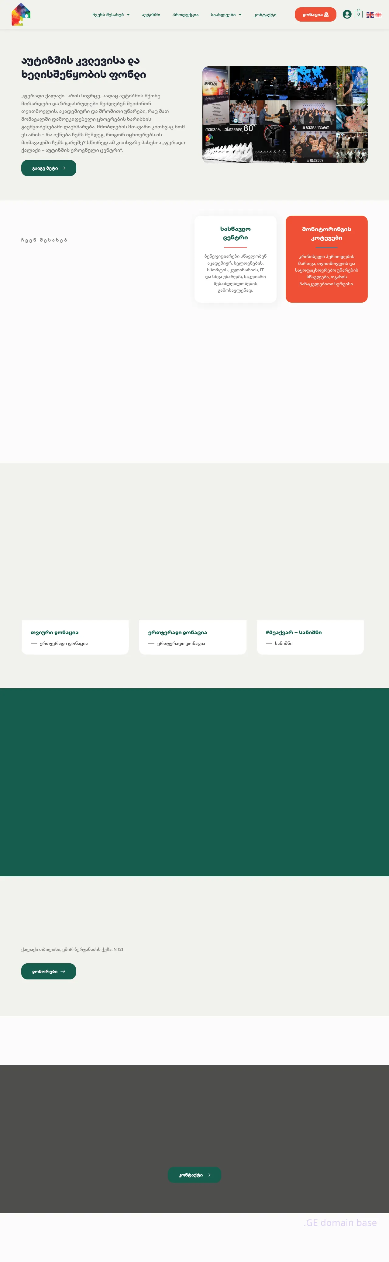 Screenshot of the site autism.ge