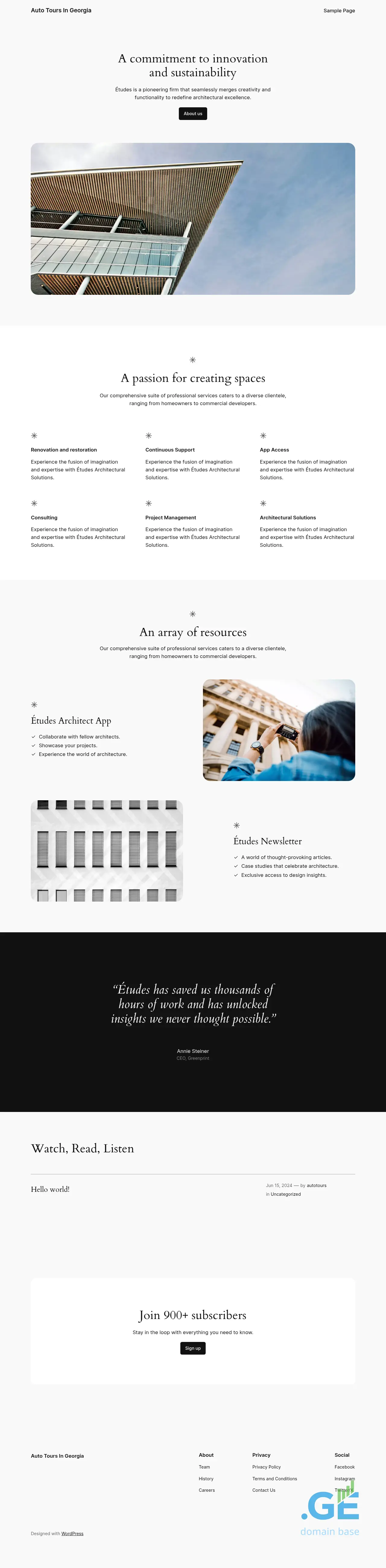 Screenshot of the site autotours.ge