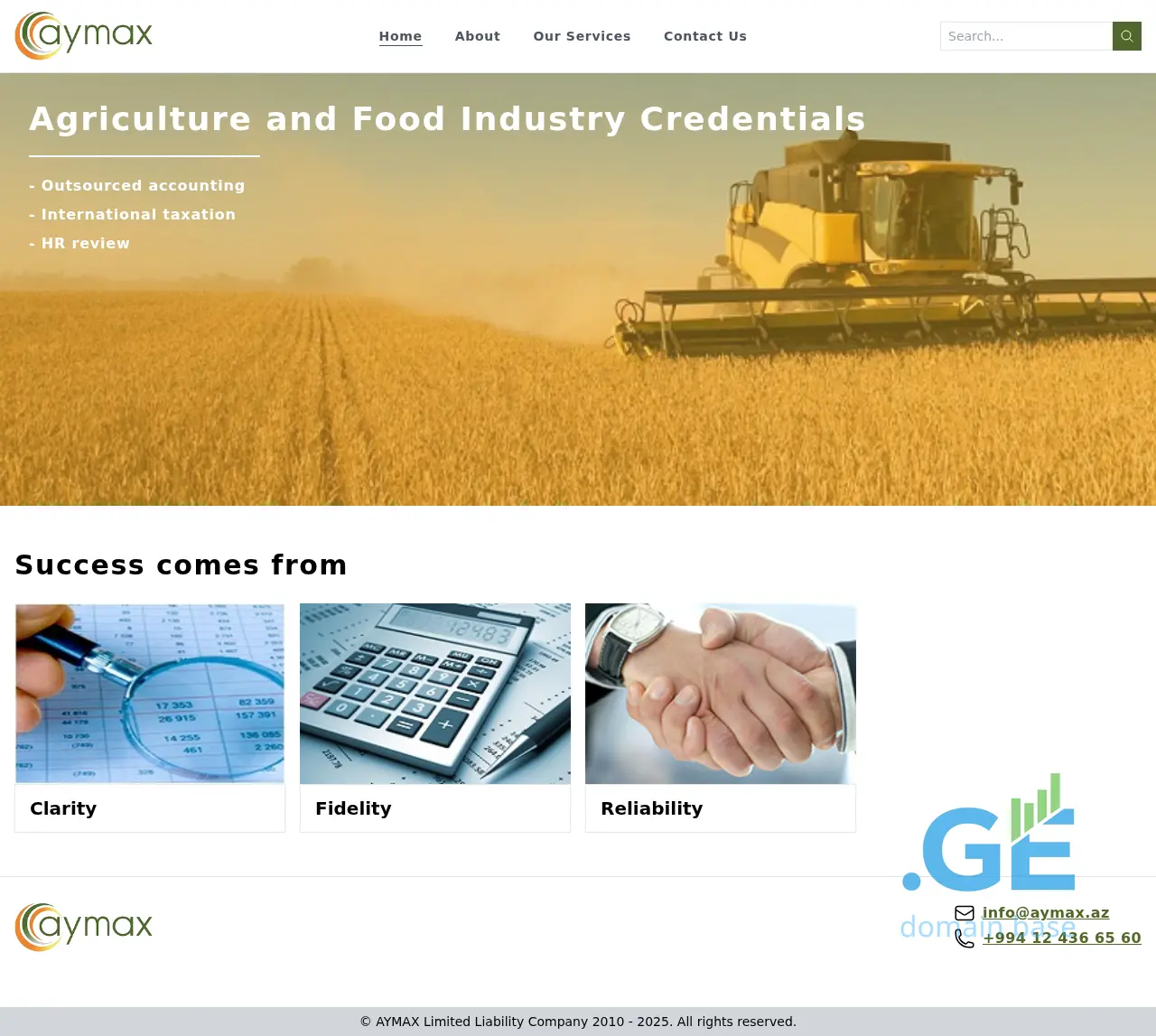 Screenshot of the site aymax.ge