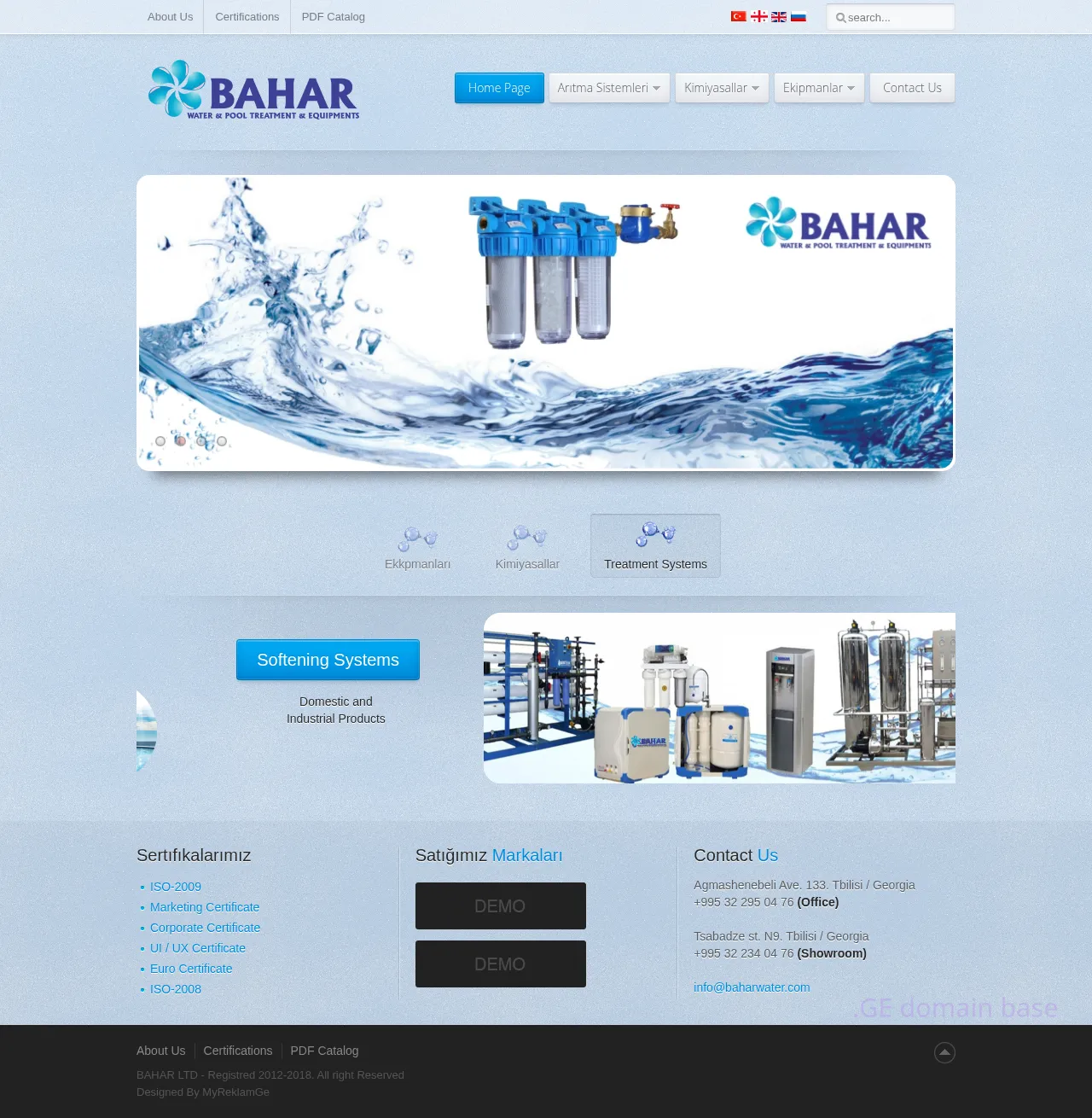 Screenshot of the site baharwater.ge