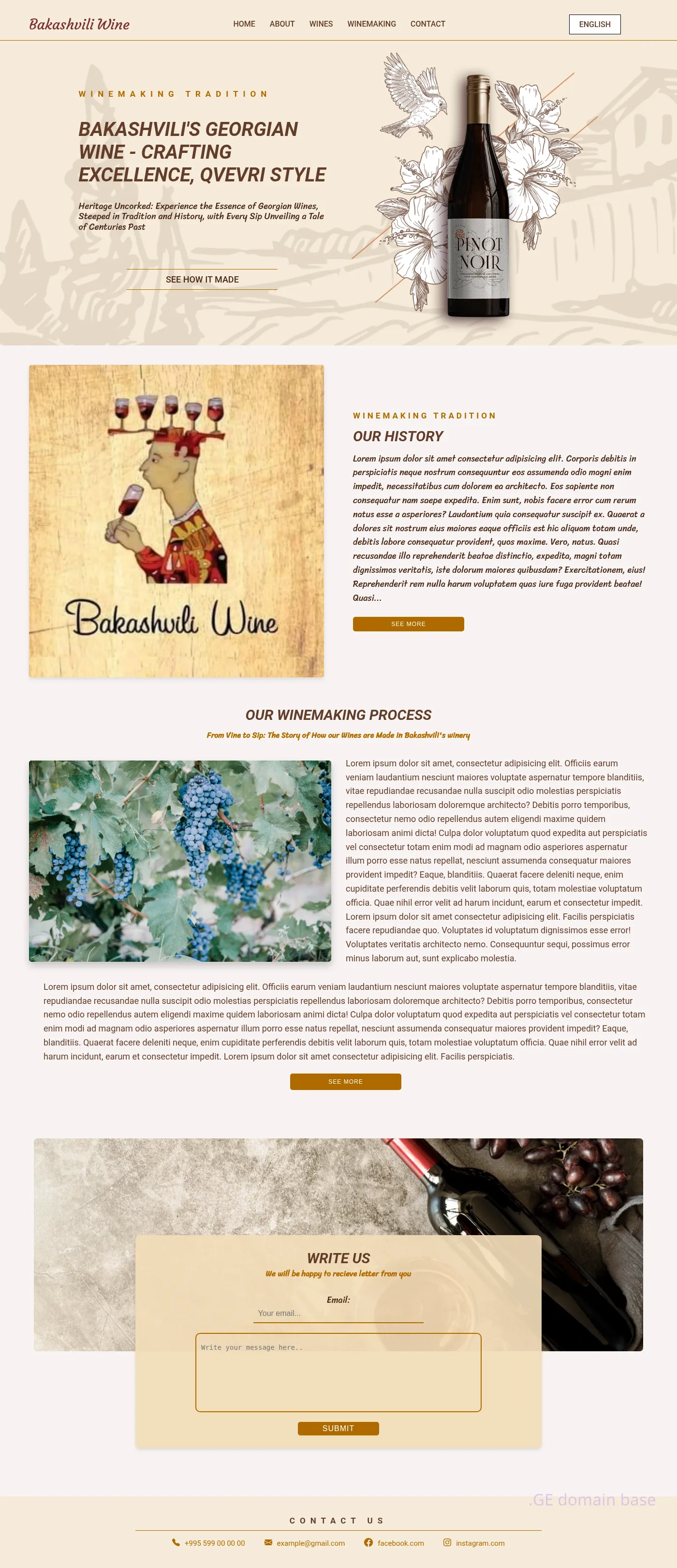 Screenshot of the site bakashviliwine.ge
