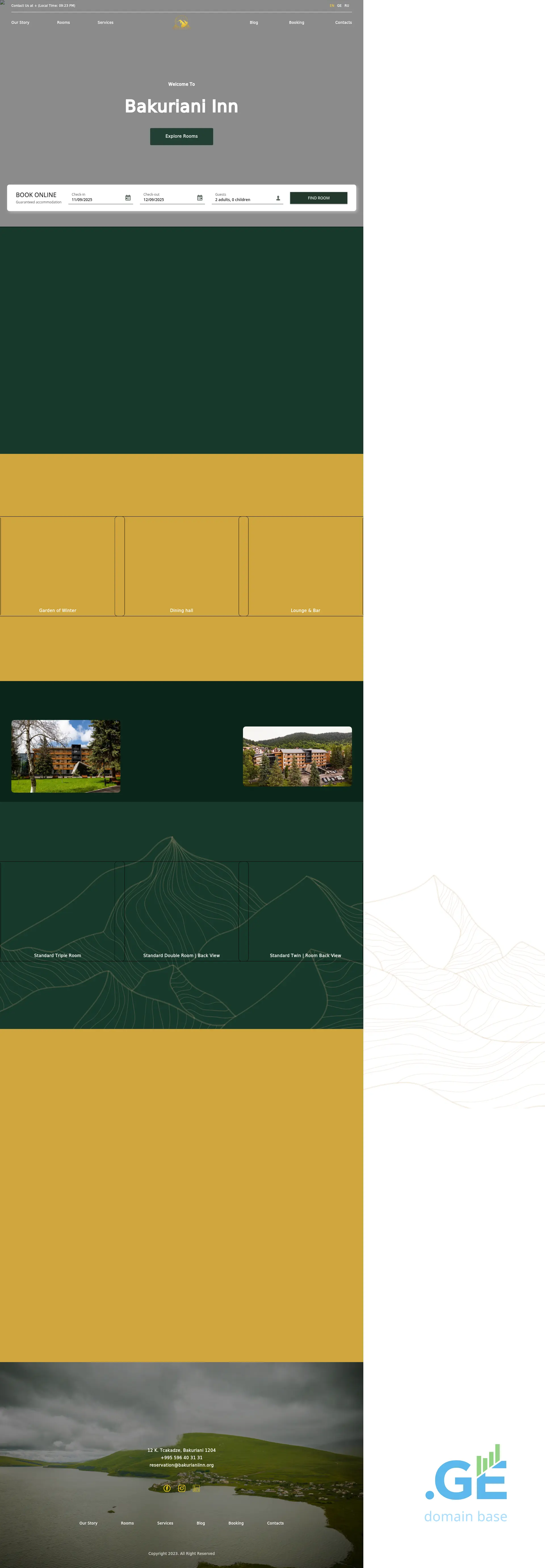 Screenshot of the site bakurianiinn.ge
