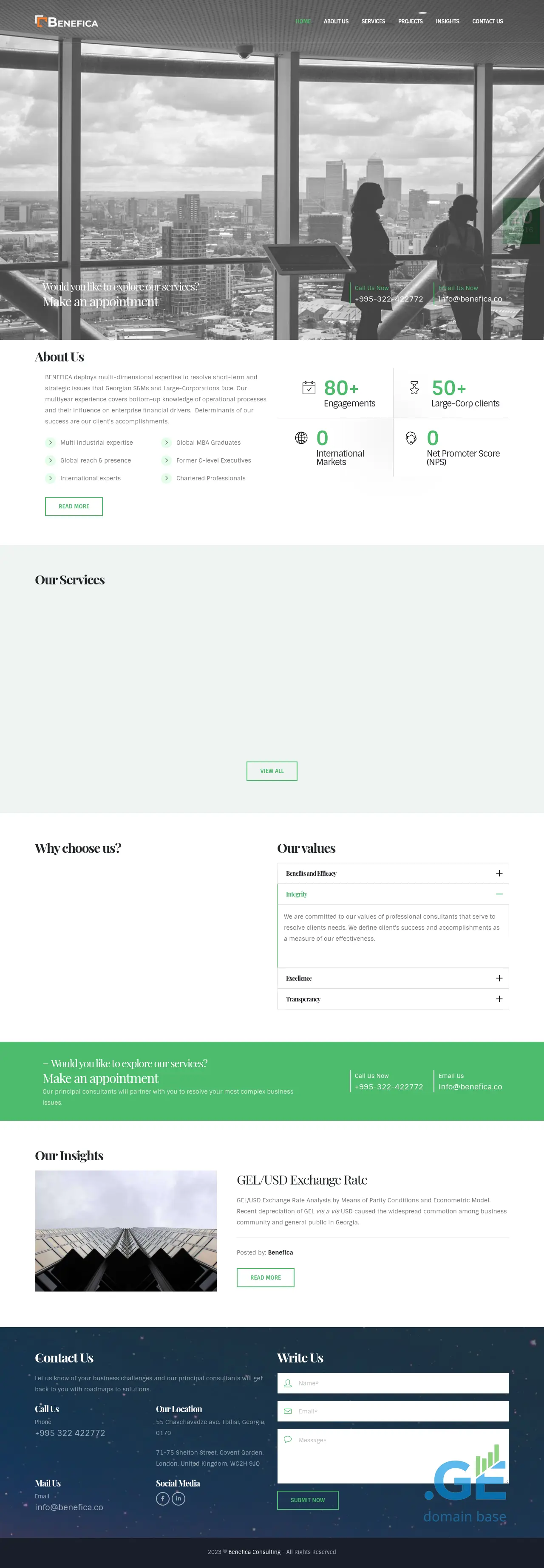 Screenshot of the site benefica.ge