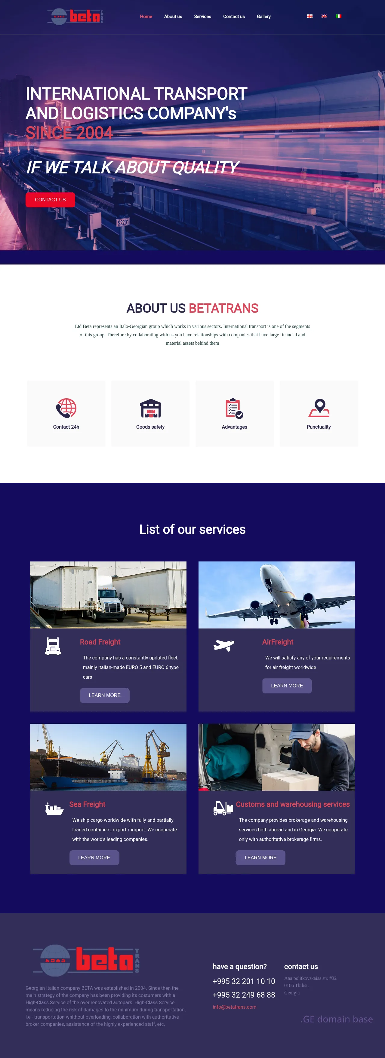 Screenshot of the site betatrans.ge