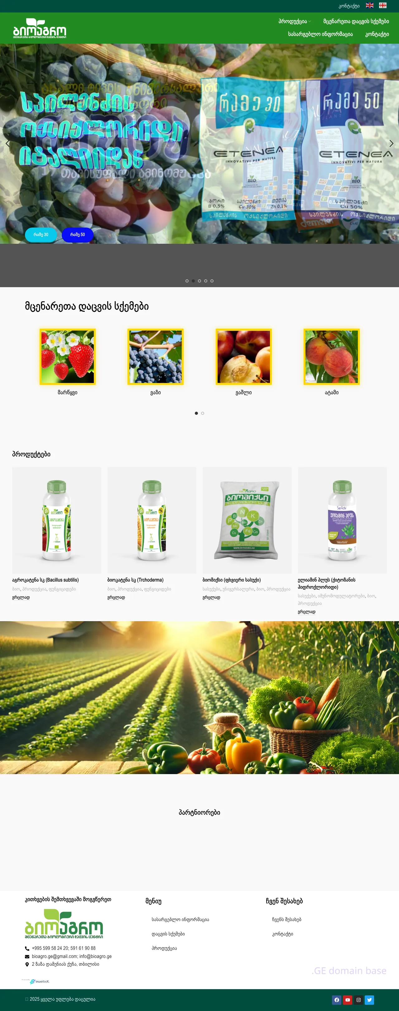 Screenshot of the site bioagro.ge