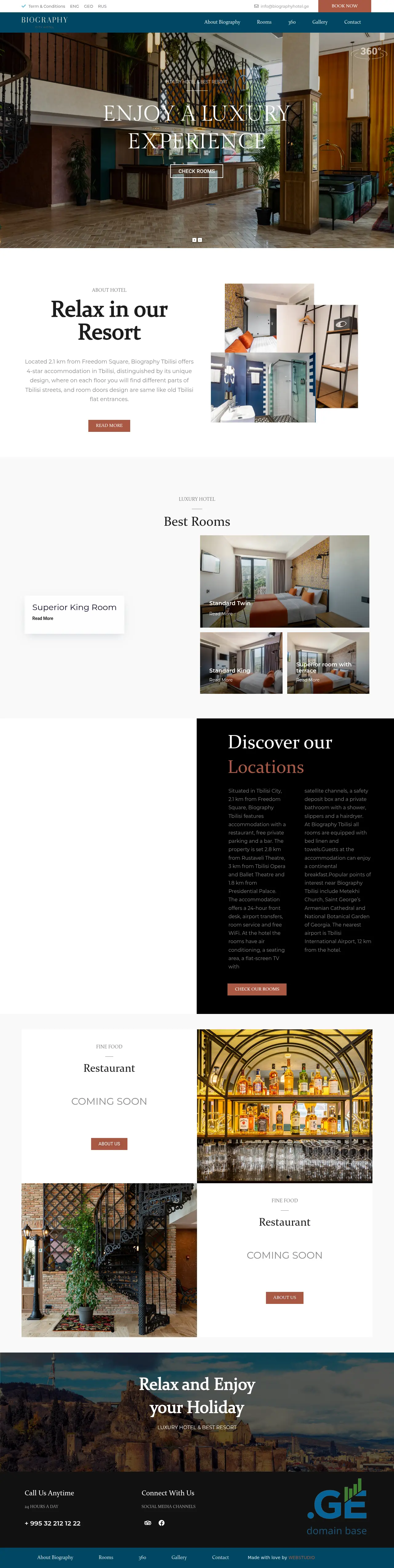 Screenshot of the site biographyhotel.ge