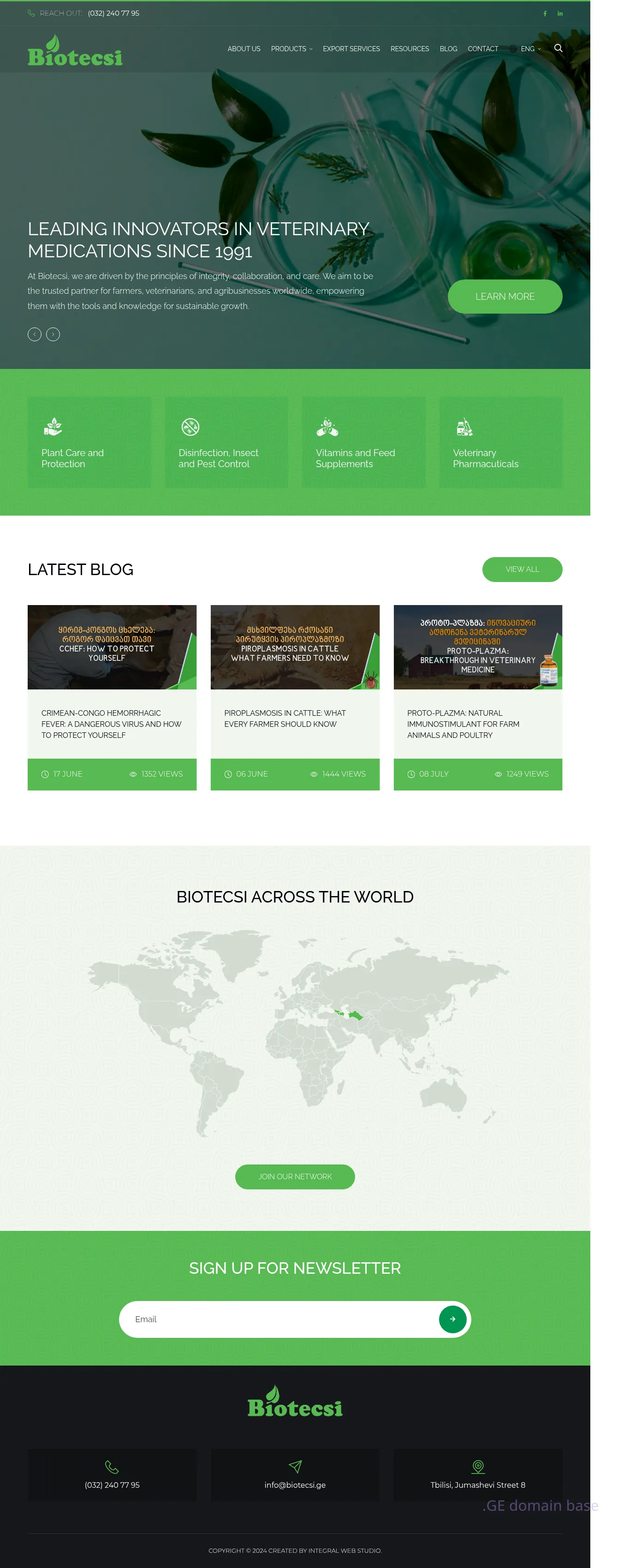 Screenshot of the site biotecsi.ge
