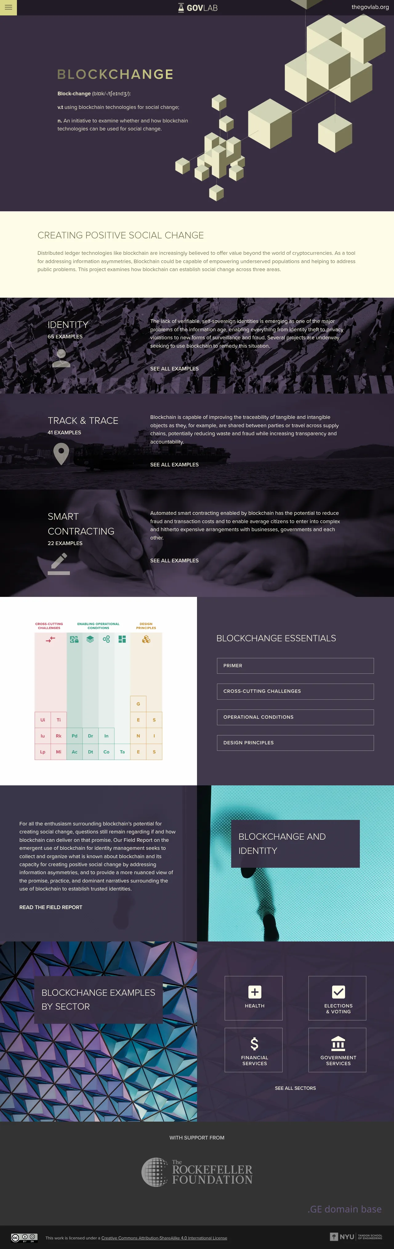 Screenshot of the site blockchan.ge