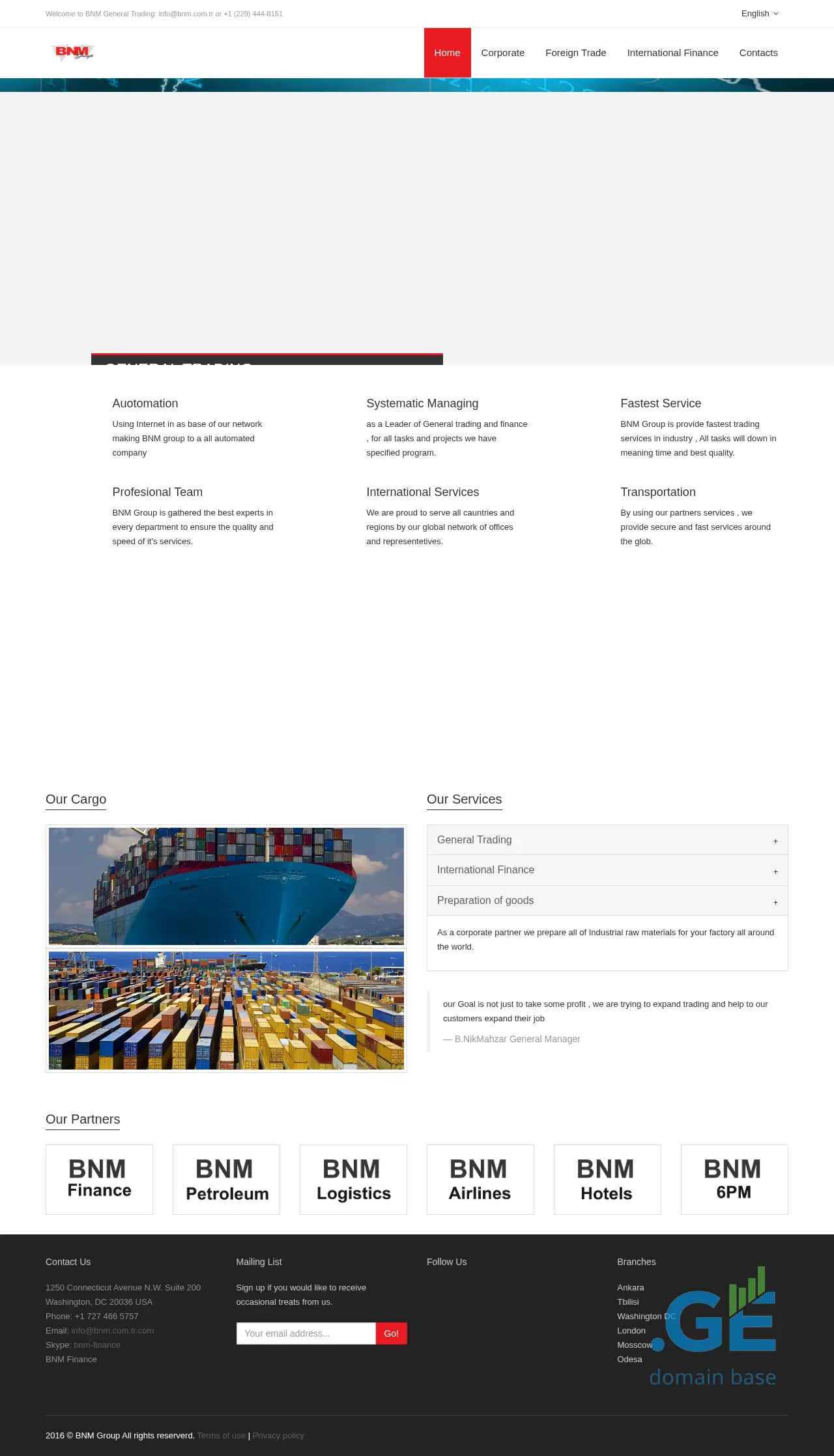 Screenshot of the site bnm.ge