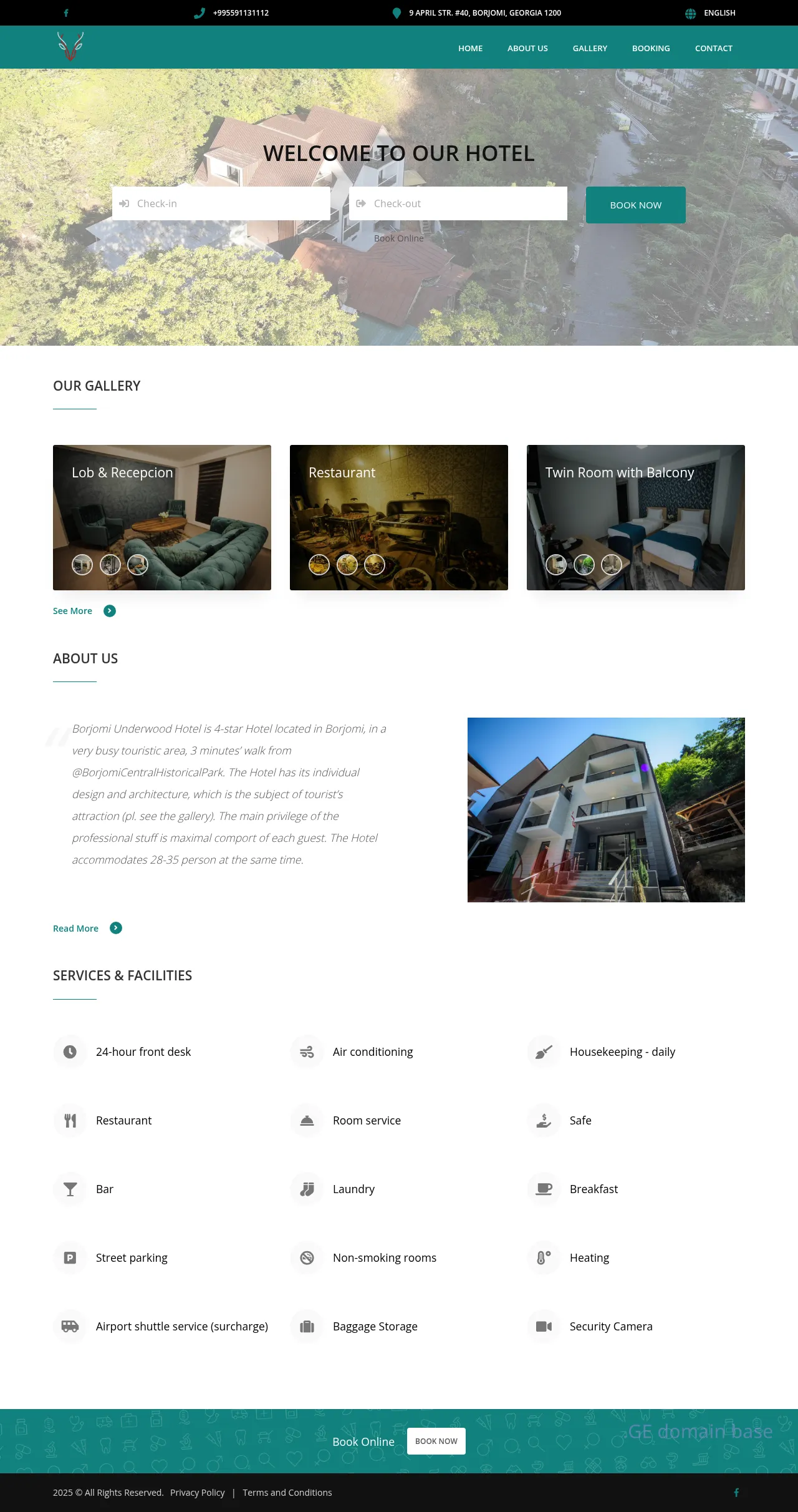 Screenshot of the site borjomiunderwood.ge