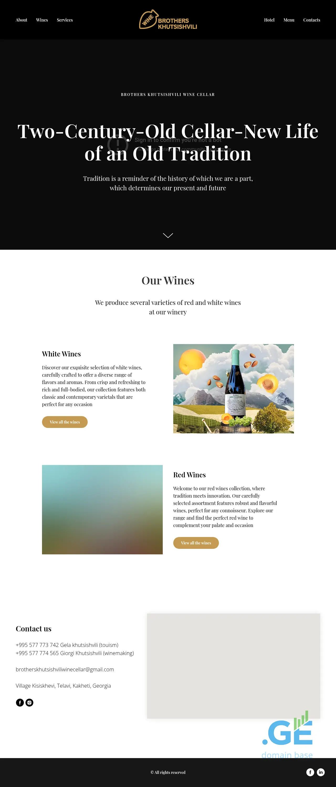 Screenshot of the site brothers-wine.ge