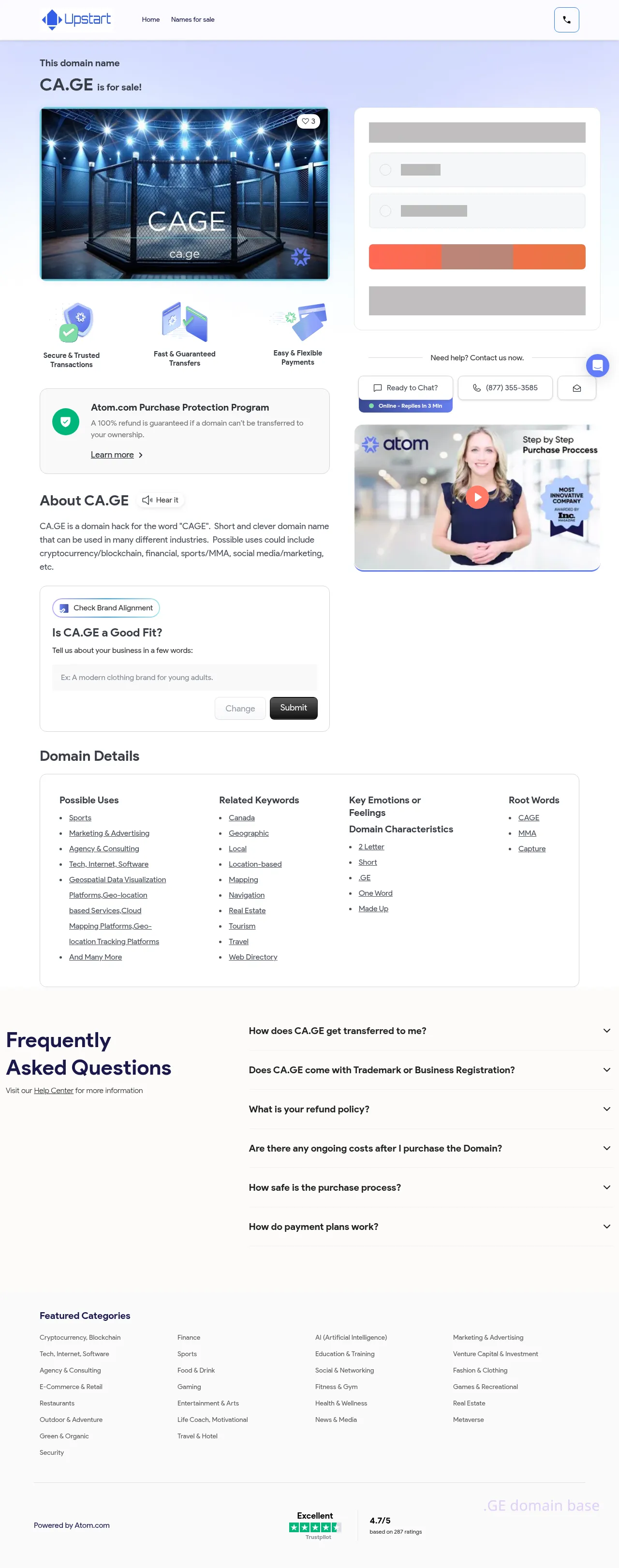 Screenshot of the site ca.ge