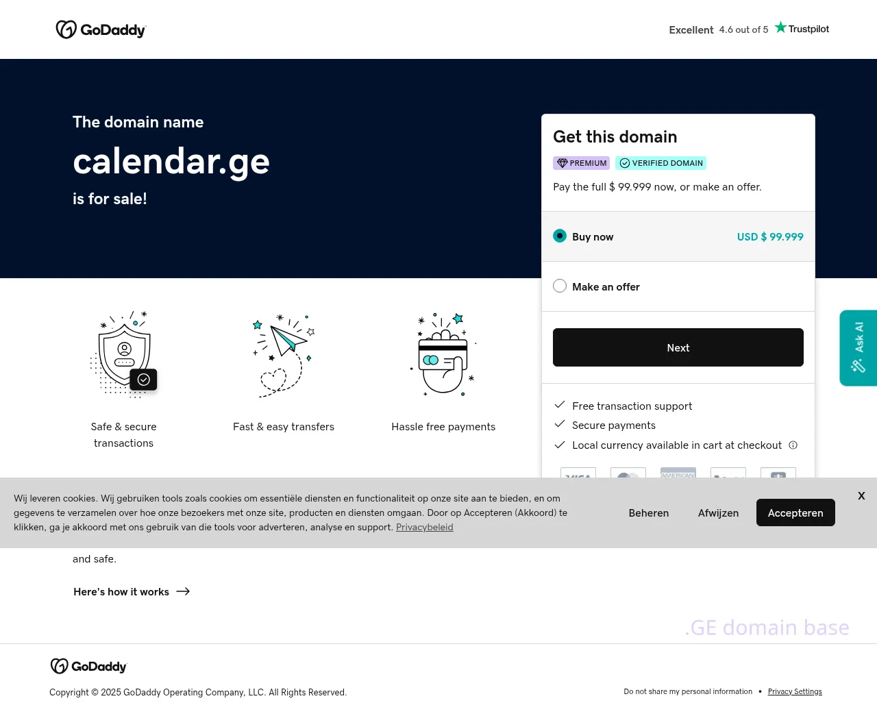 Screenshot of the site calendar.ge