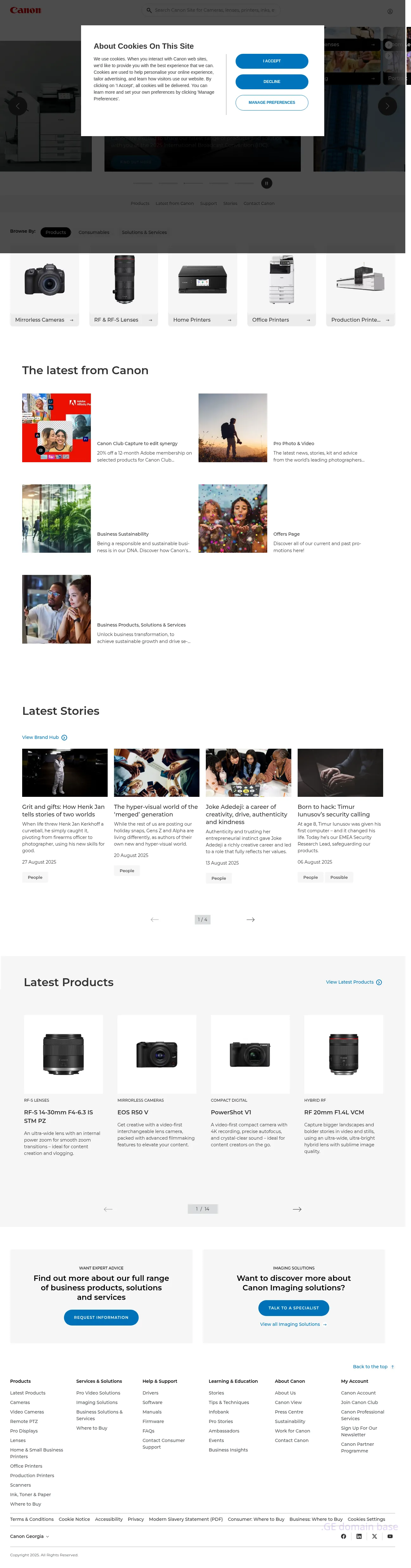 Screenshot of the site canon.ge