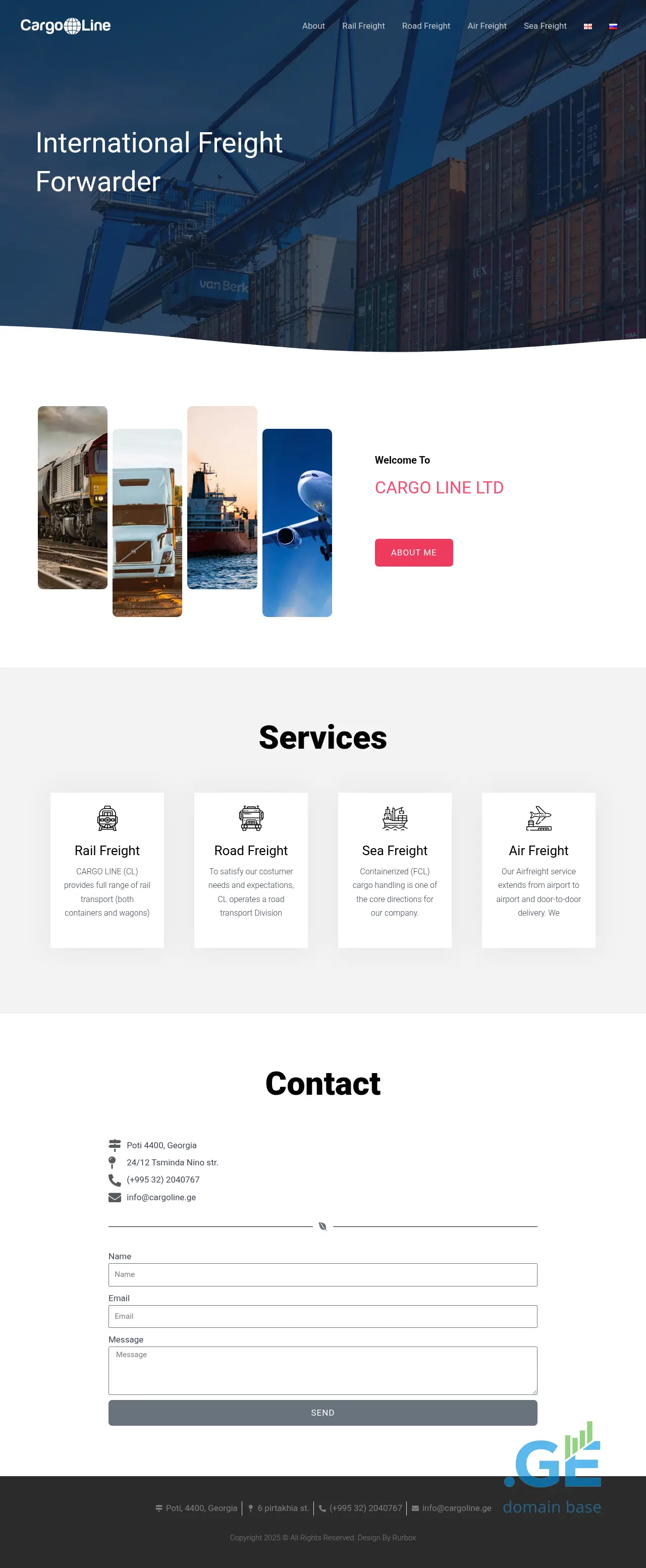 Screenshot of the site cargoline.ge