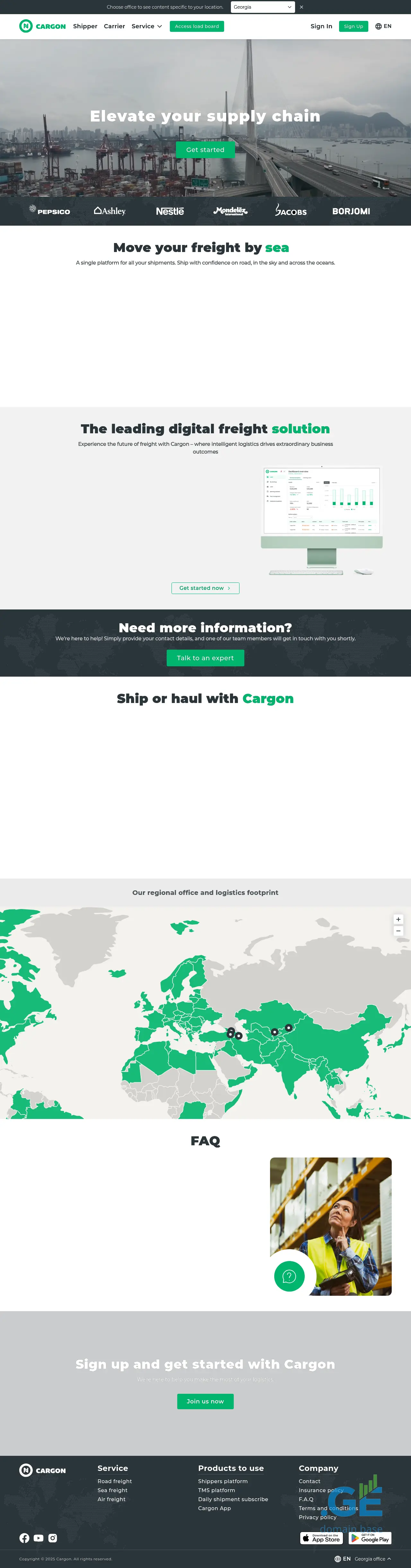 Screenshot of the site cargon.ge