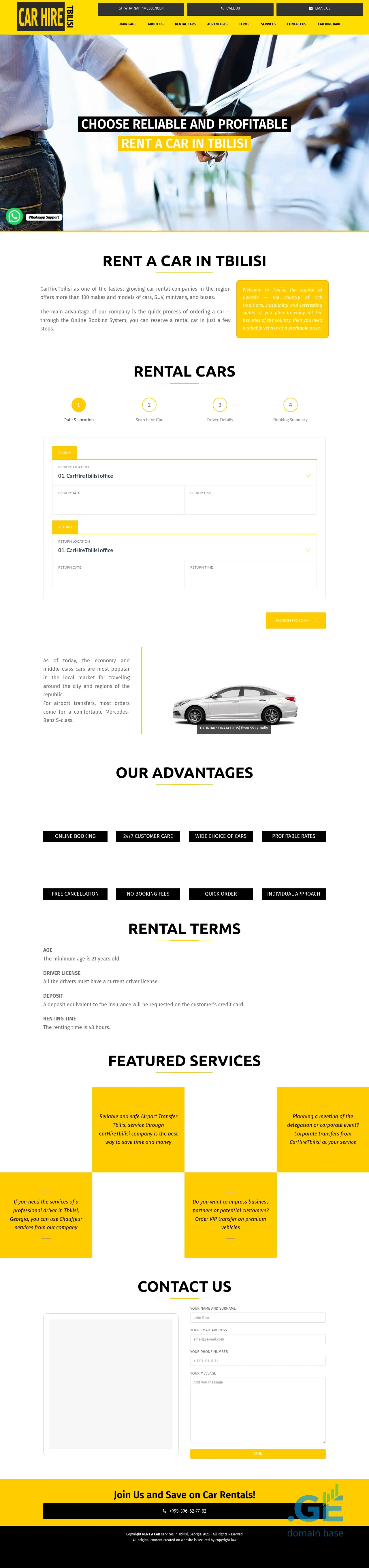 Screenshot of the site carhiretbilisi.ge