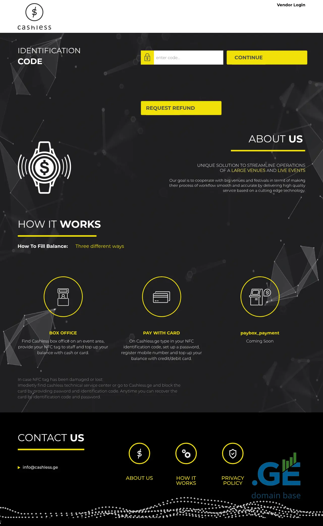 Screenshot of the site cashless.ge