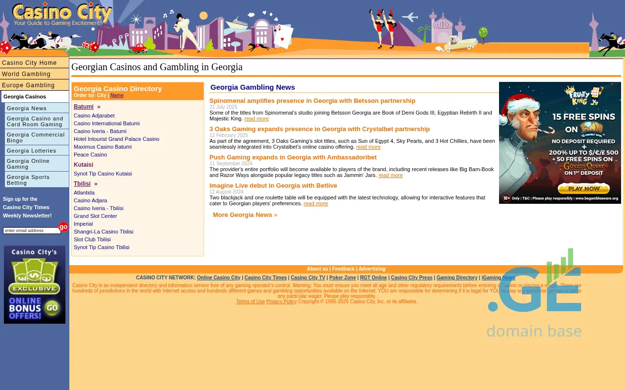 Screenshot of the site casinocity.ge