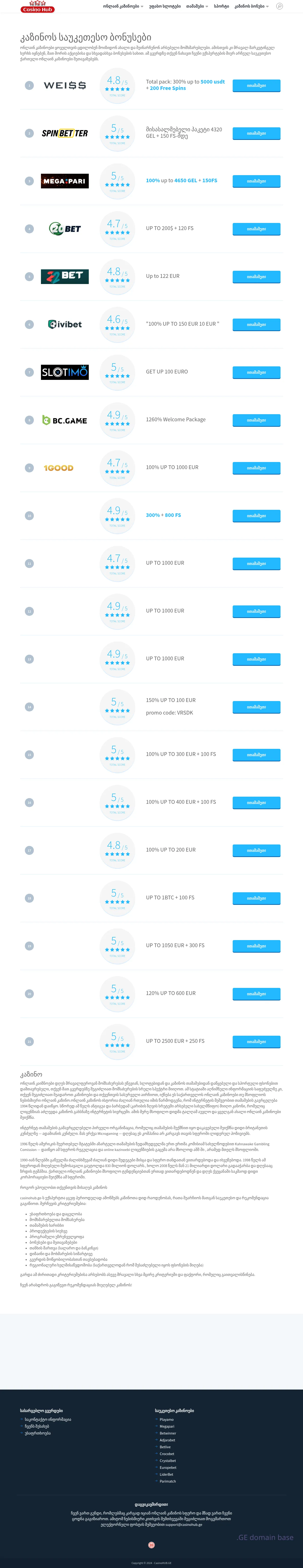 Screenshot of the site casinohub.ge
