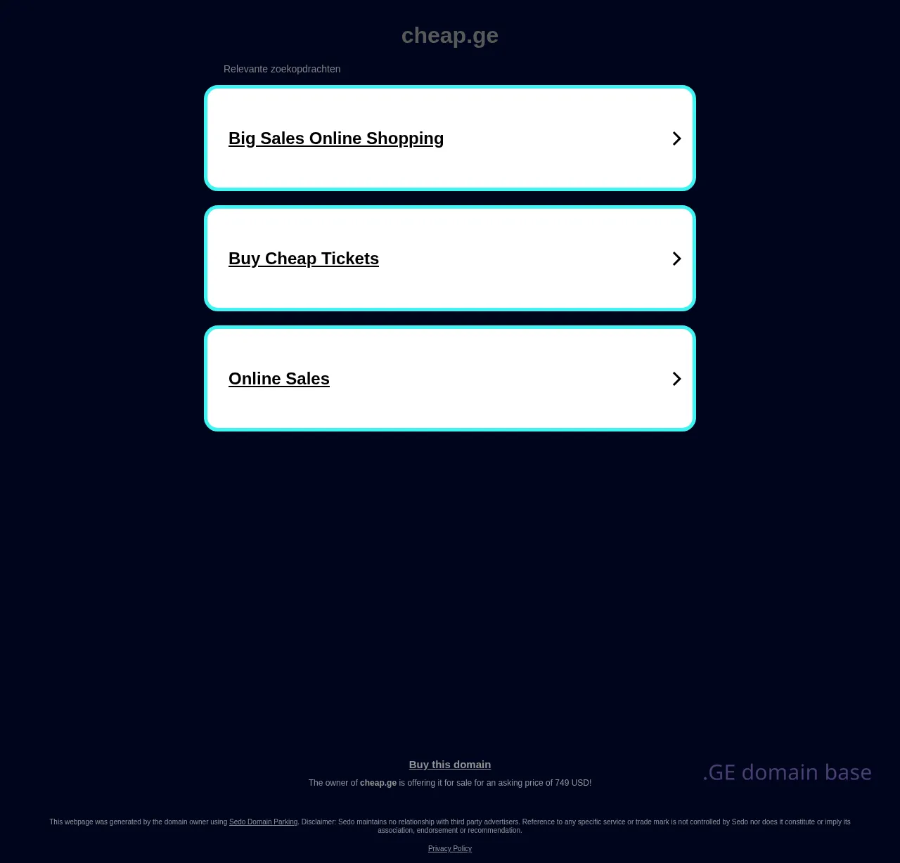 Screenshot of the site cheap.ge